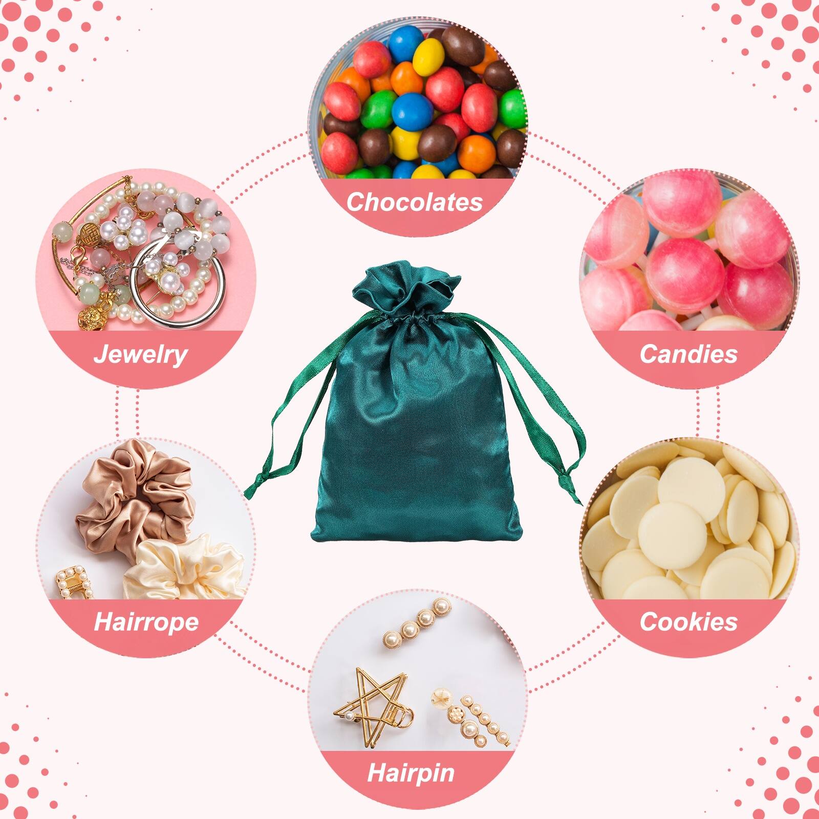 Chocolates, Jewelry, Candies, Hairrope, Cookies, Hairpin