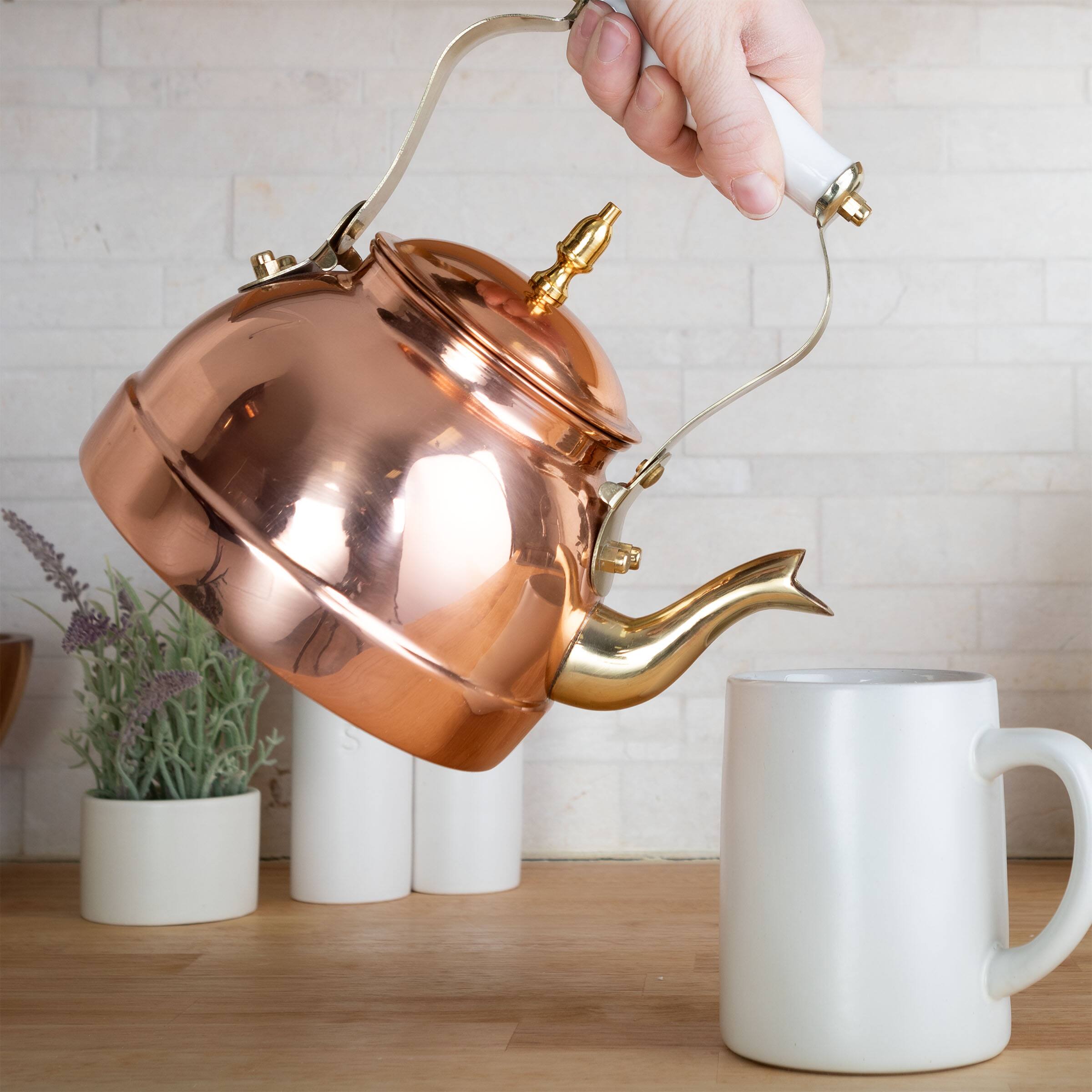Left. Classic Cuisine - 7.25C/1.8Q Copper Tea Kettle - Vintage.