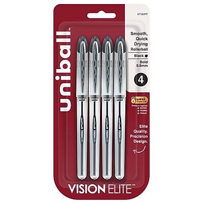 Uniball Vision Elite  
Smooth, Quick Drying Rollerball  
Black Bold 0.8mm  
4 Pack  

Elite Quality. Precision Design.