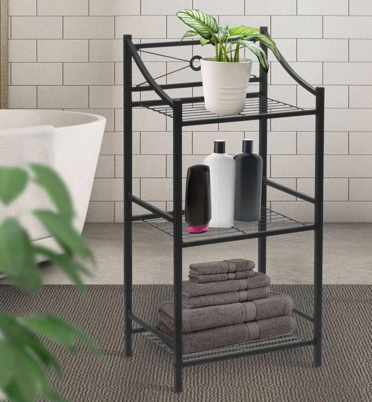 Alt View 1. Sorbus - Sorbus Bathroom Storage Shelf, 3-Tier Freestanding Toilet Storage Shelves, Display Bath Essentials, Planters - Black.
