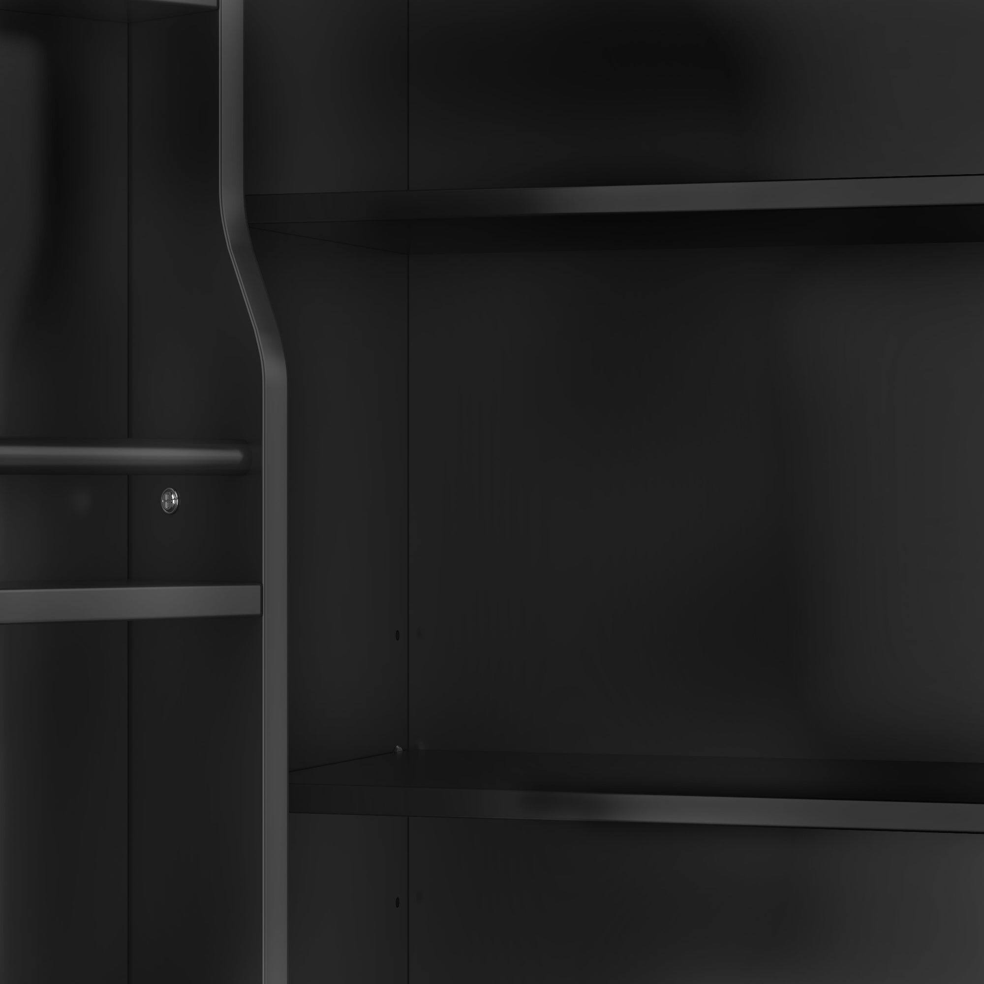 Angle. Boyel Living - Tall Storage Cabinet with Four Doors Adjustable Shelf Door Rack MDF Painted Finish Black - Black.