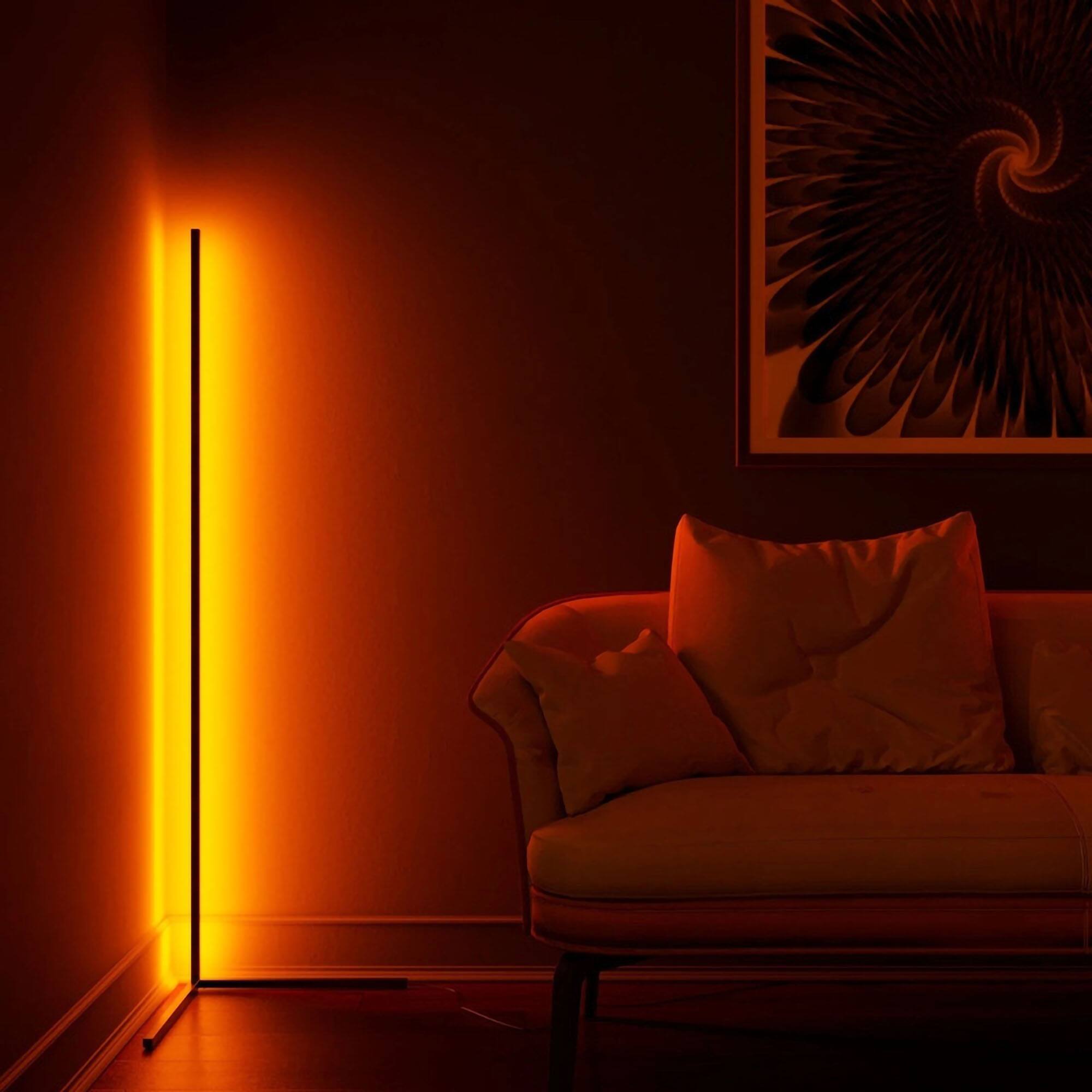 Left. Lamp Depot - RGBW Color-changing Minimalist Corner Floor Lamp.