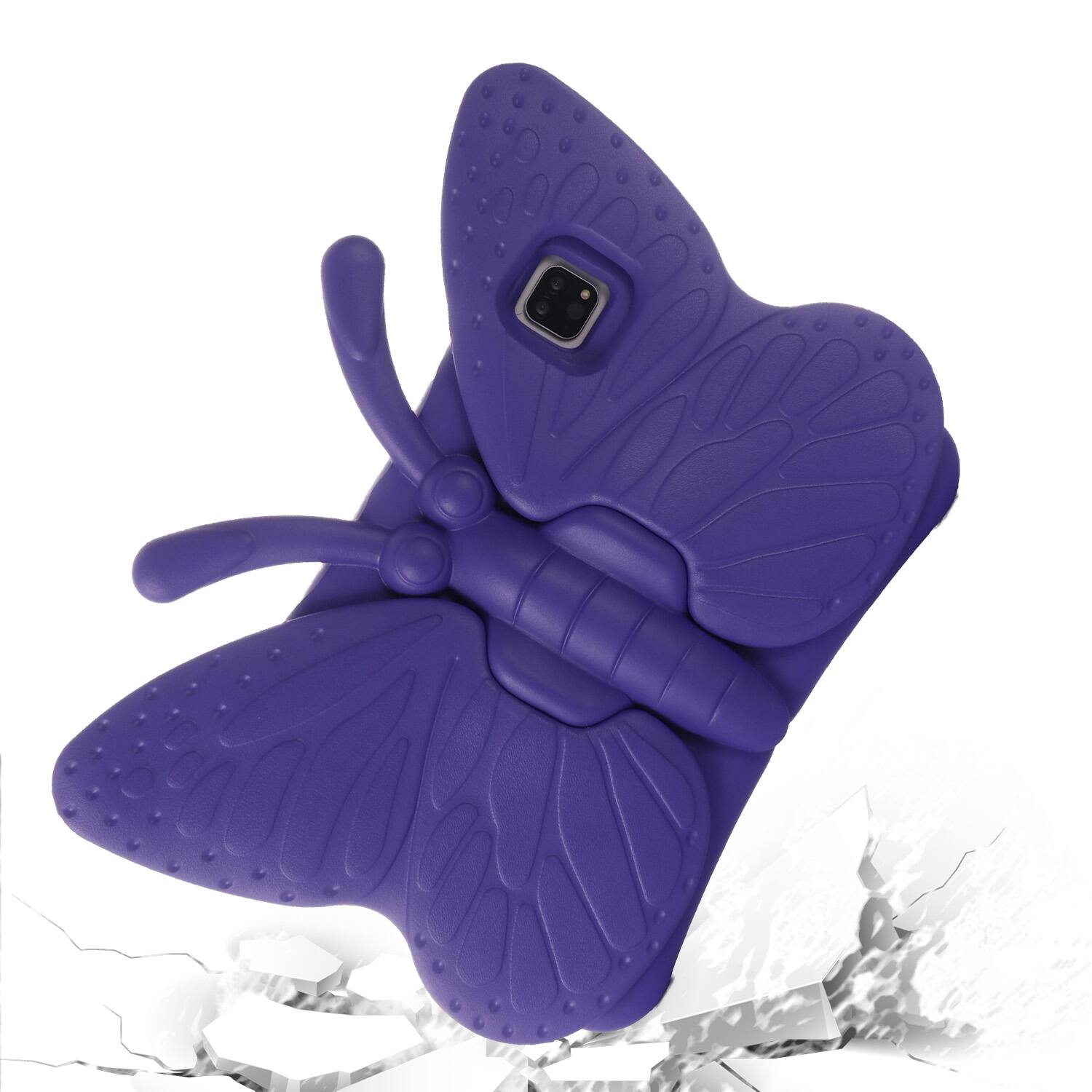 Angle. Dteck - For Universal 8-inch Tablet Kid Case Butterfly Kickstand Light EVA Full Body Drop Protective Cover - Purple.