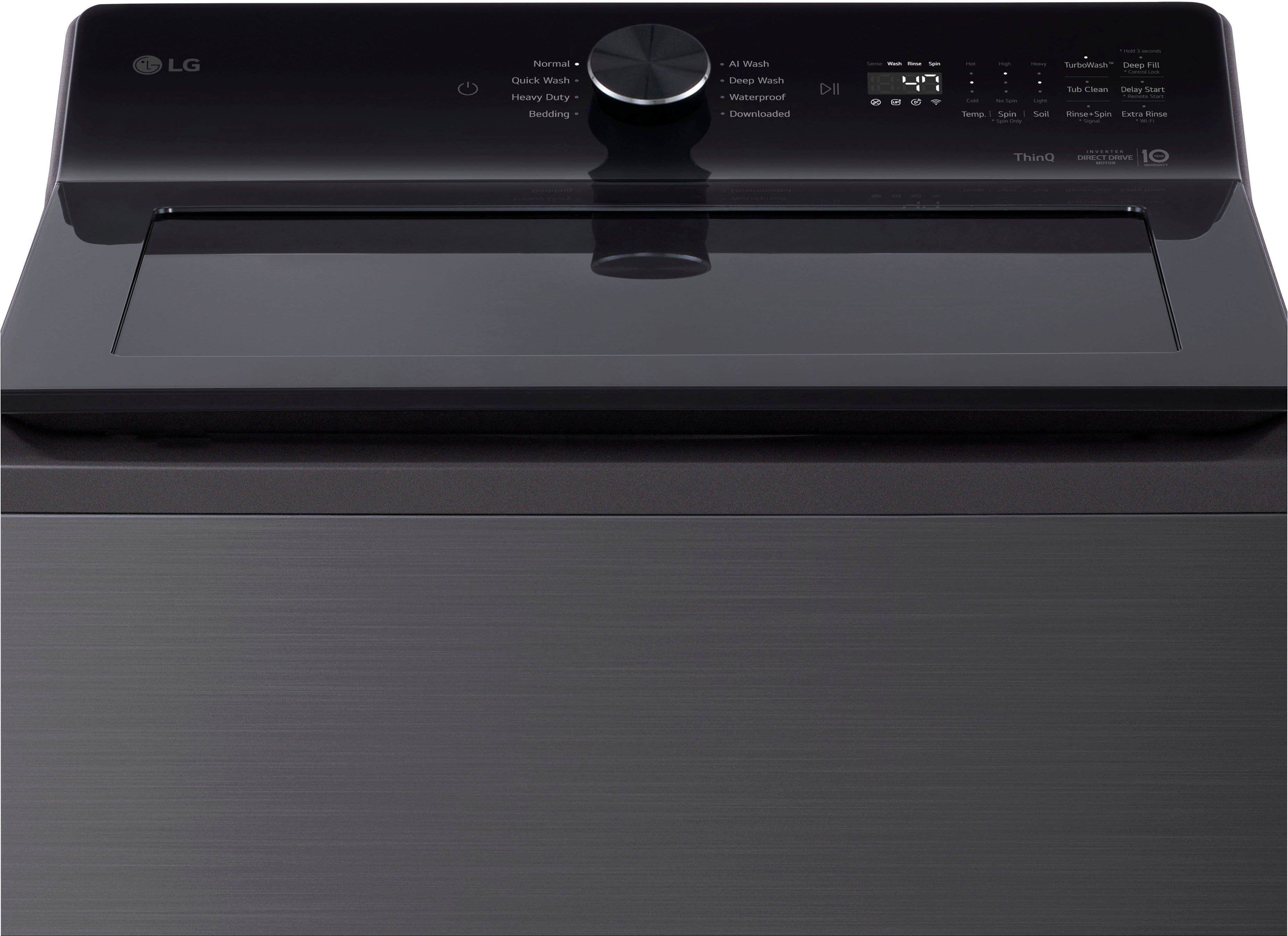 LG Normal Quick Wash Heavy Duty Bedding AI Wash Deep Wash Waterproof Downloaded DII | - - -a 1 - - -- - 1 Temp Soap - - - - TurboMash Deep Fat - : Tub Clean Delay Start - Scrub stainless Steel Spin Extra stainless Steel - ThinQ - - CT MRVE