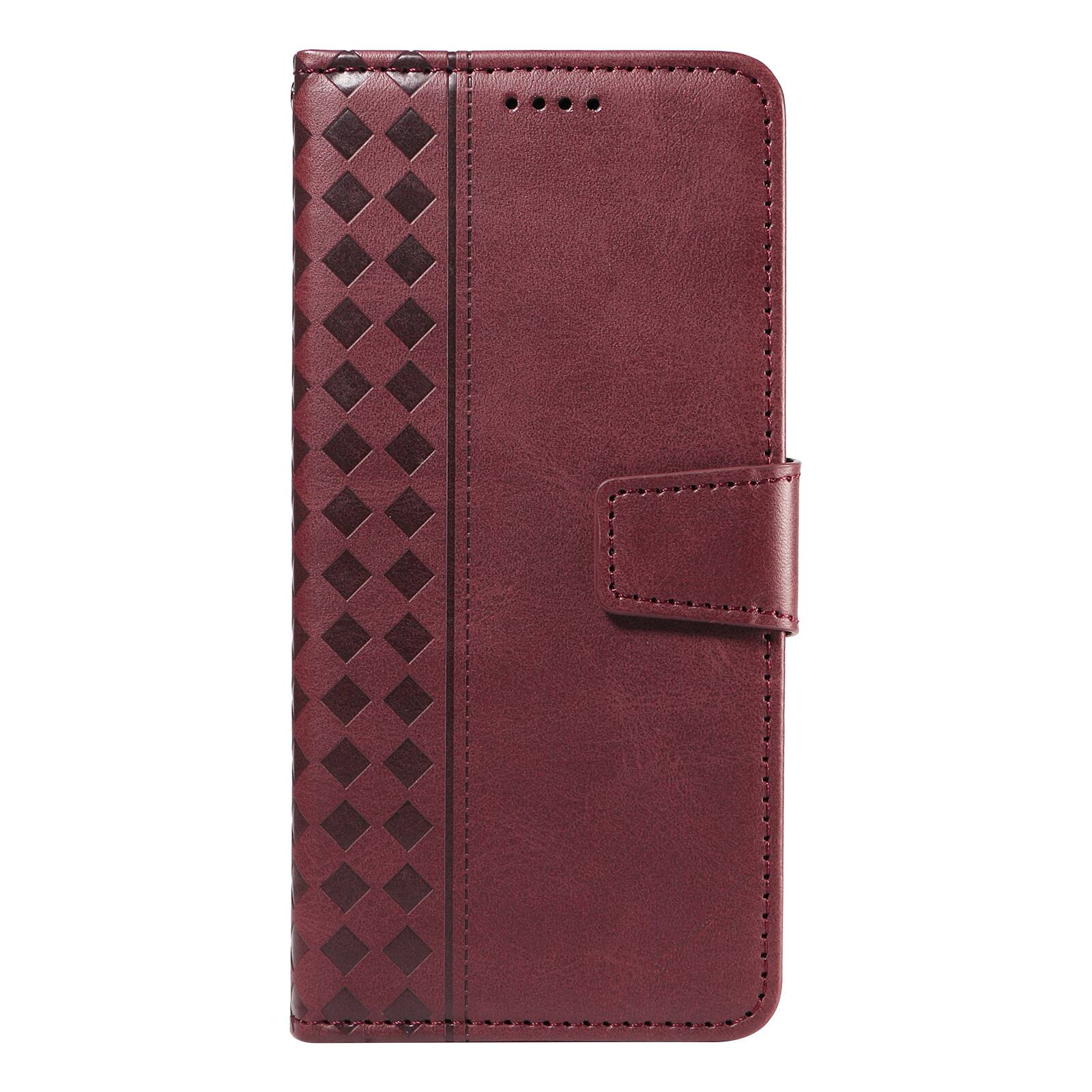 Alt View 2. Dteck - Magnetic Wallet Pocket Case For Apple iPhone 17 Pro, Shockproof Faux Leather Card Pocket Wrist Strap Cover - Red.