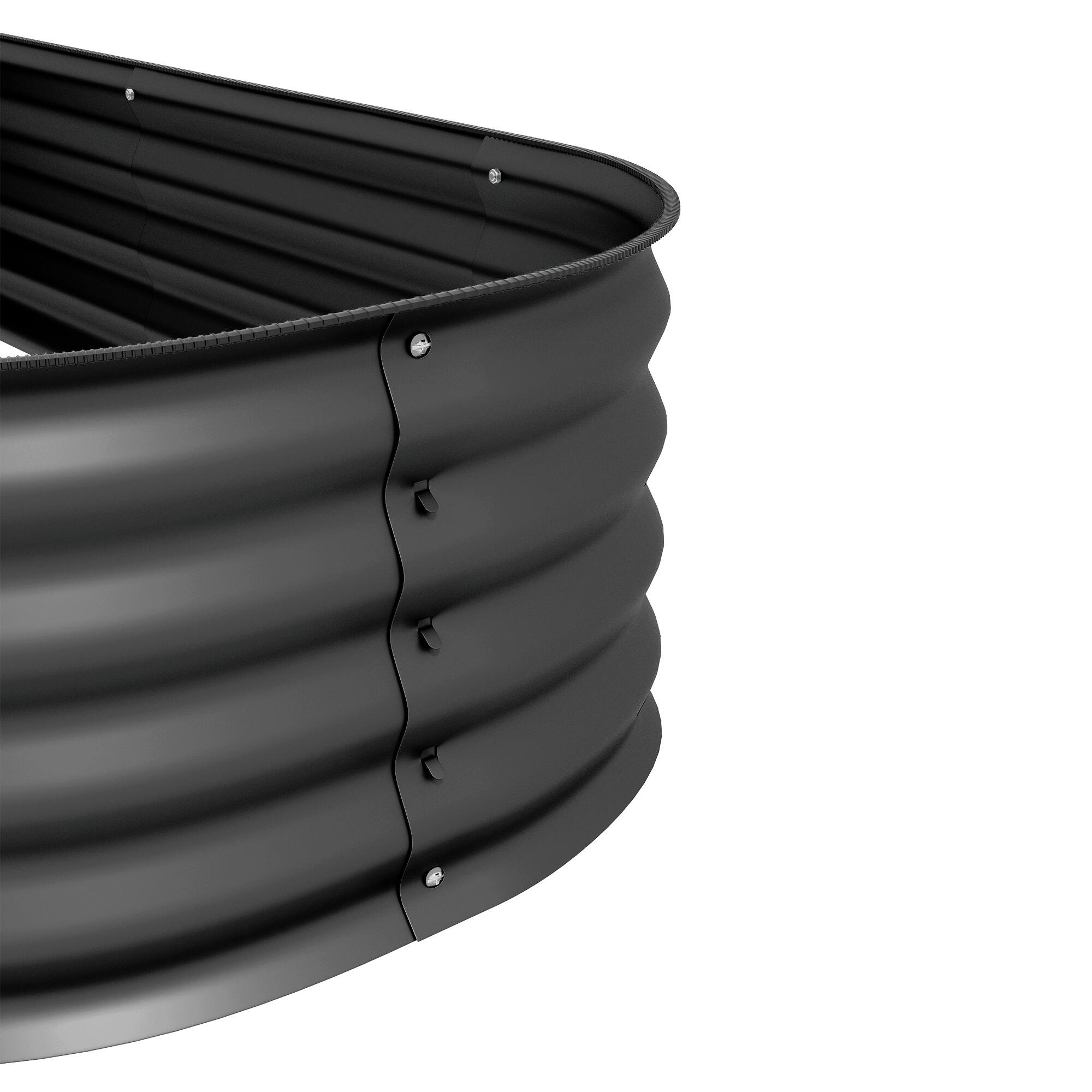 Alt View 7. Outsunny - 6.5' x 2' x 1' Galvanized Raised Garden Bed Kit, Outdoor Metal Elevated Planter Box with Safety Edging - Dark Gray.