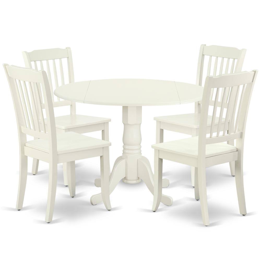 Back. East West Furniture - Dining Room Set Linen White - Brown.