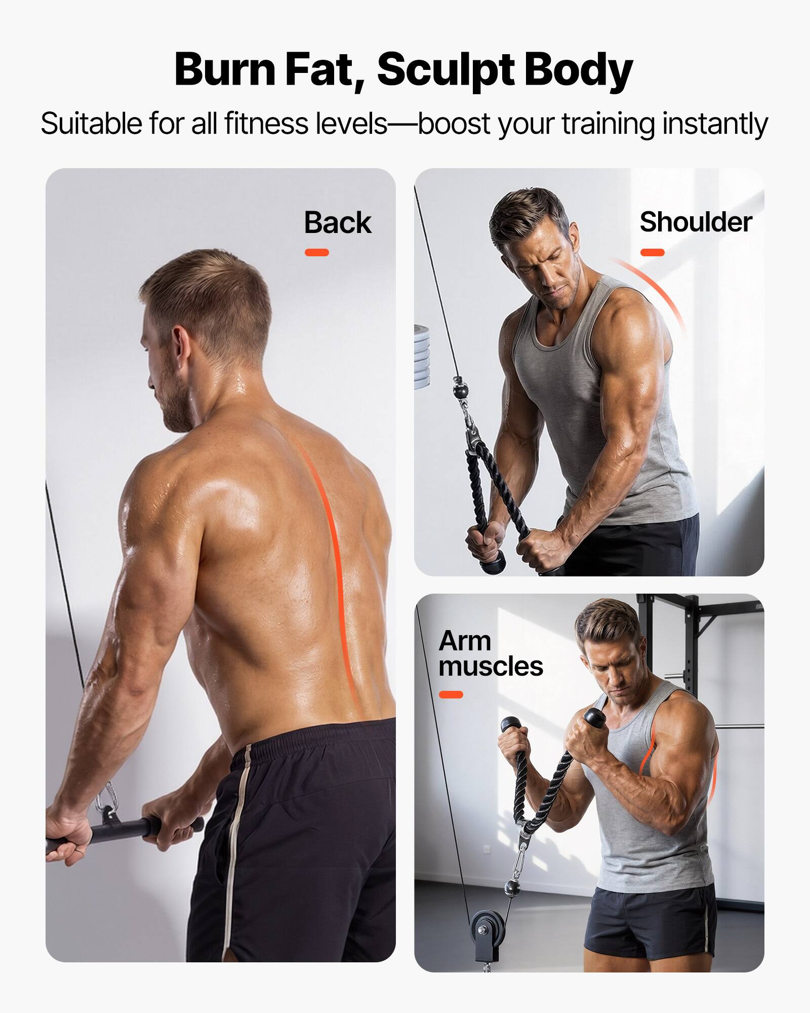 Burn Fat, Sculpt Body  
Suitable for all fitness levels—boost your training instantly  

Back  
Shoulder  
Arm muscles