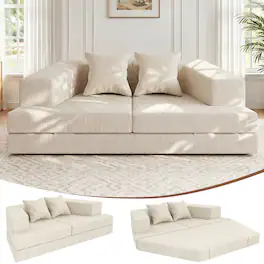 Aheaplus - 77.2'' Modular Sectional Sofa, 2-4 Seater Boneless Couches for Living Room, Pet Friendly - Off White