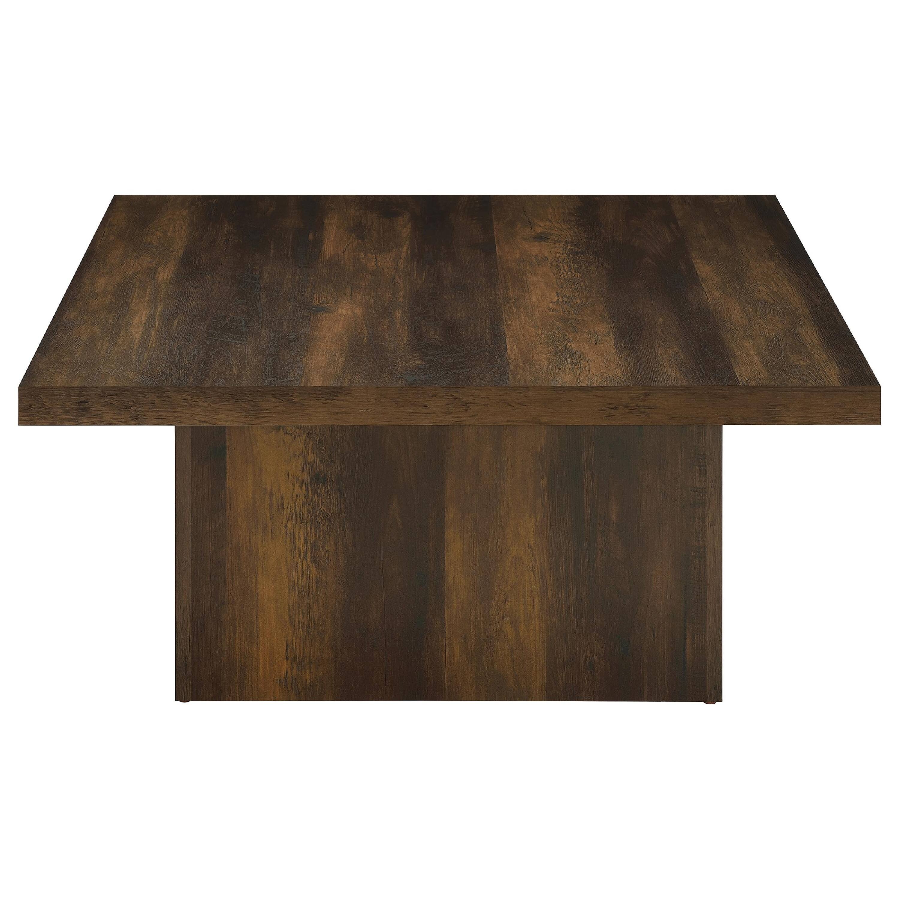 Alt View 5. Manhattan Lane - Darla 2Pc Square Coffee and End Table Set, Block Bases, Dark Pine Wood - Brown.
