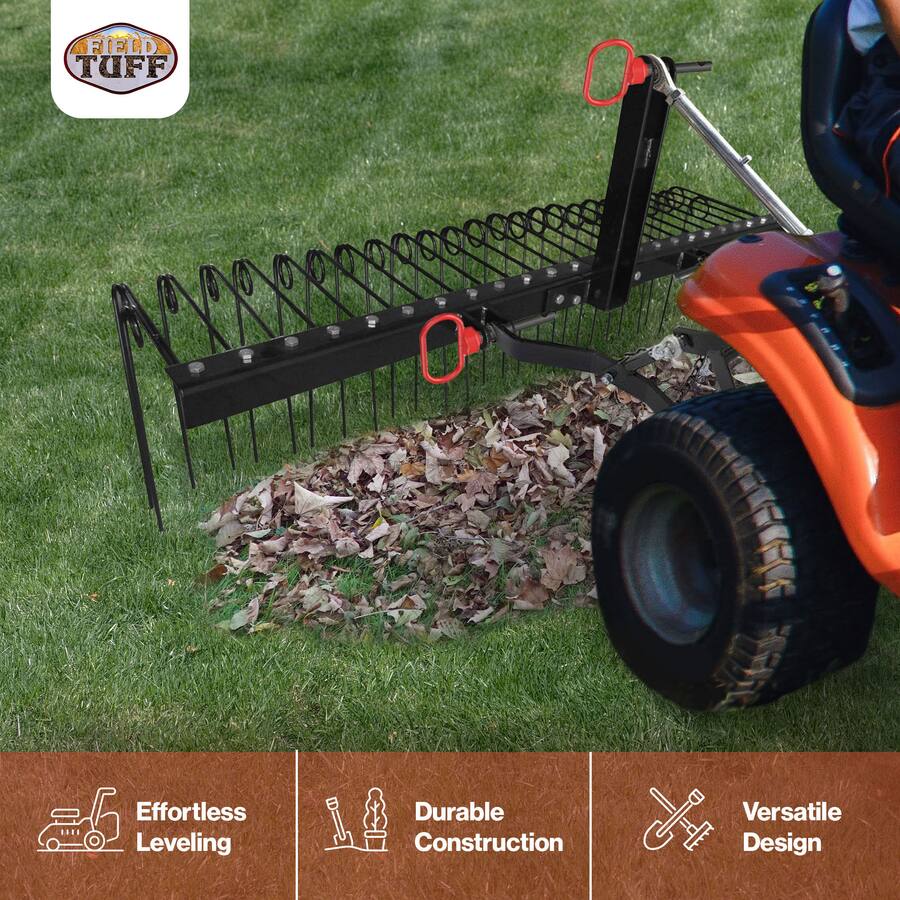 Tuff Field Field Tuff 3 Point 72 Inch Durable Powder Coated Steel Pine Straw Rake ...