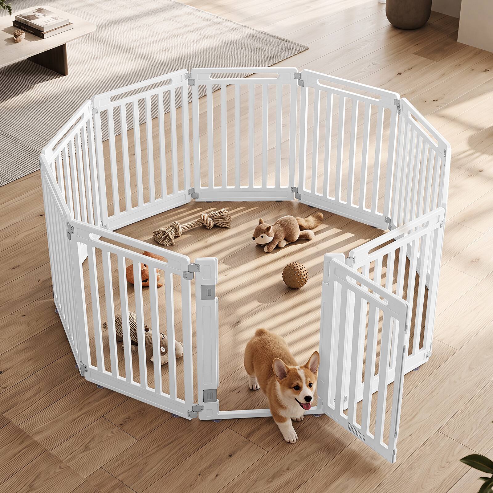 Alt View 4. Gymax - Gymax Indoor Outdoor Dog Playpen w/Door Lock 31.5'' Height 10 Panels for RV Camping White - White.
