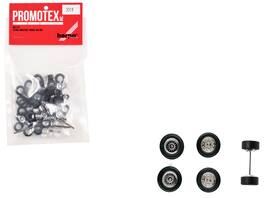 Super Singles with Fronts Sets of Wheels (10 Sets) 1/87 (HO) Plastic Model by Promotex - Black