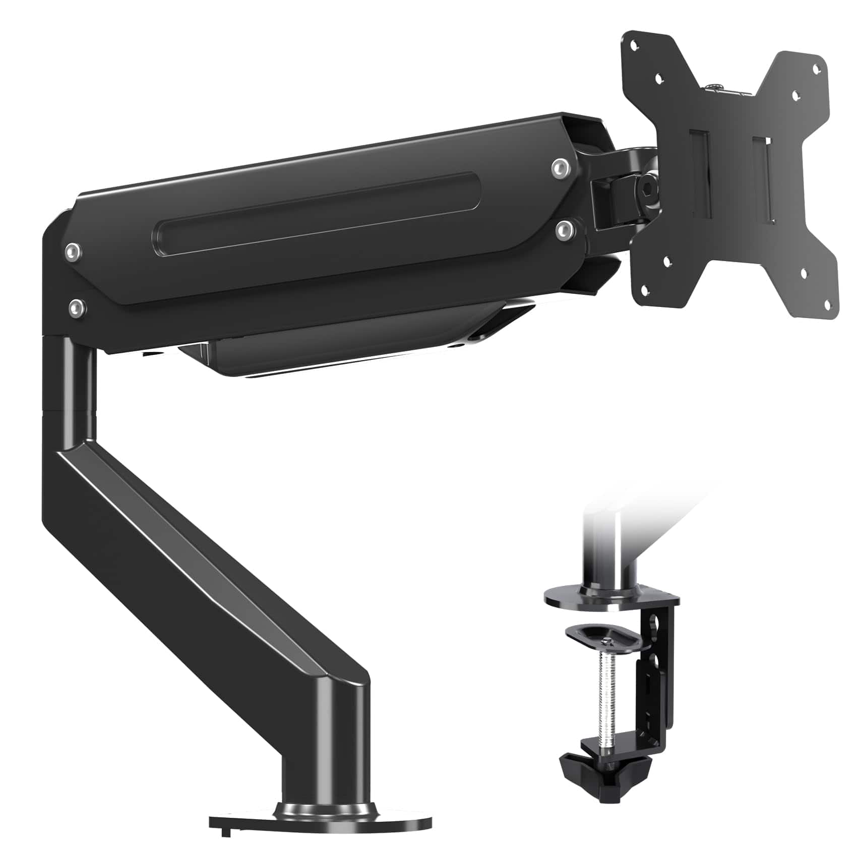 Comfort Essence - Single Monitor Arm Mount For 17 To Heavy Duty Curved Screen Holds 28 Adjustable Gas Spring Desk Stand 75 1 - black 17"-33"