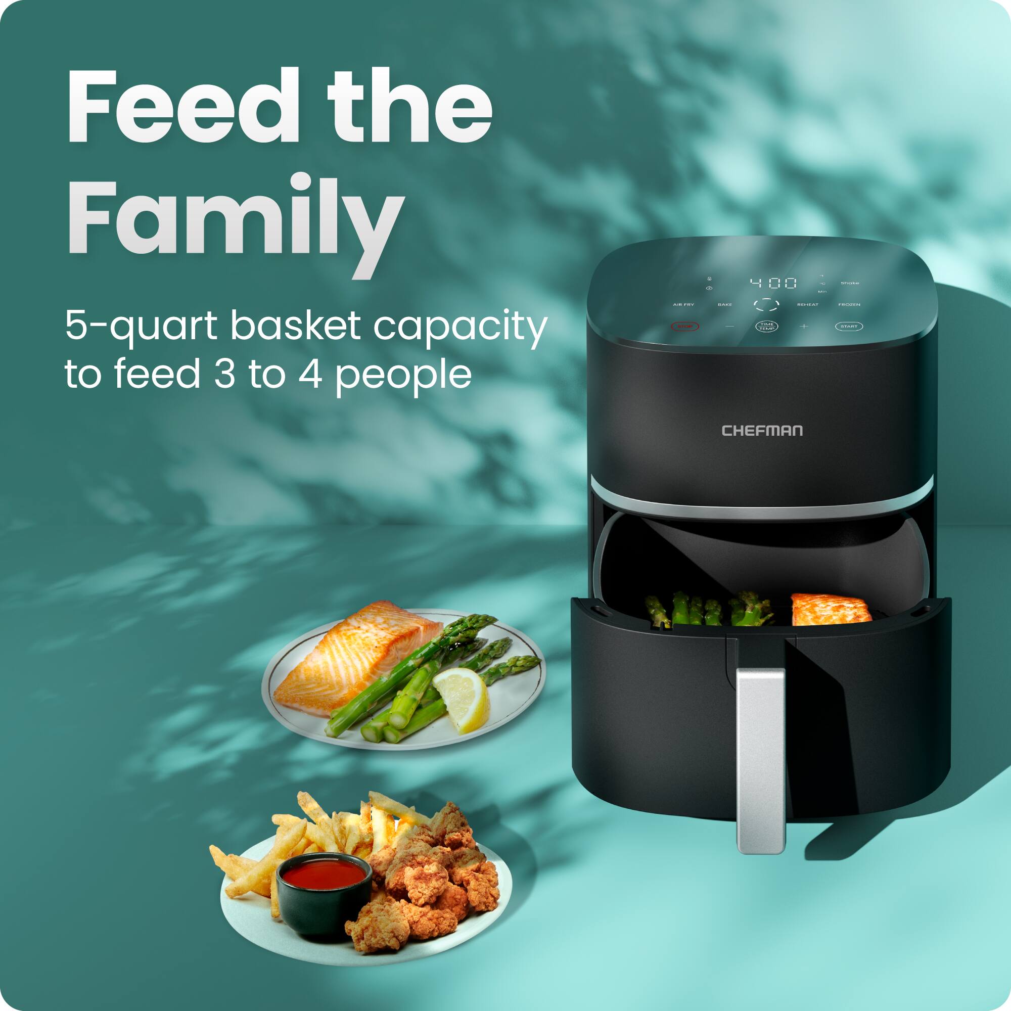 Chefman - TurboX 5-Quart Air Fryer, 4 Cooking Functions + Digital Touch Controls - Black - Thumbnail 5