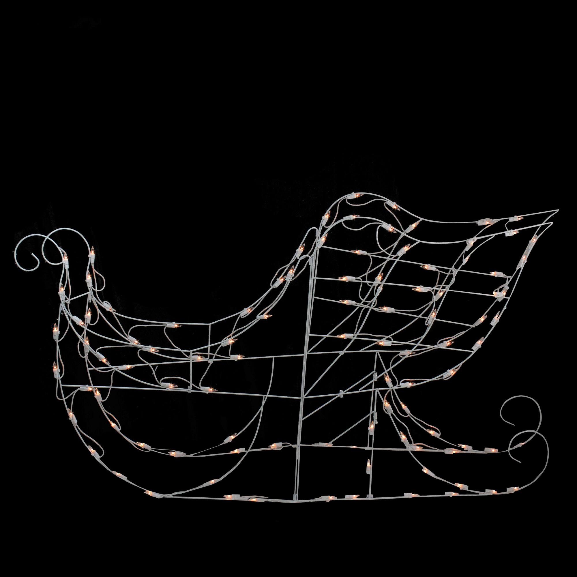 Alt View 1. Brite Star - Lighted Sleigh Outdoor Christmas Decoration - 48" - Clear Lights - White.