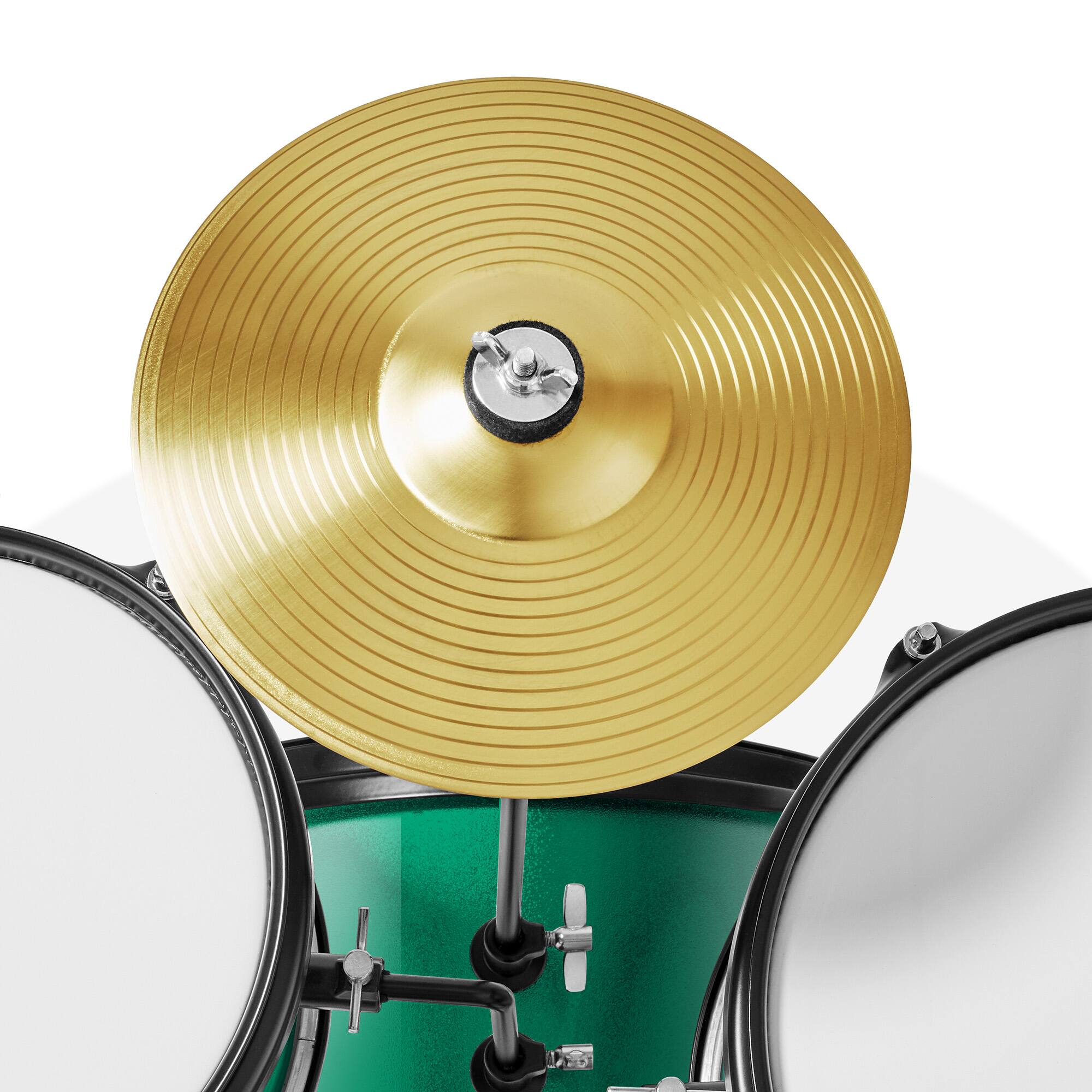 Alt View 4. Gammon Percussion - 3pc Junior Drum Set - Beginner Kit with Throne - Cymbal - Drumsticks - Green.