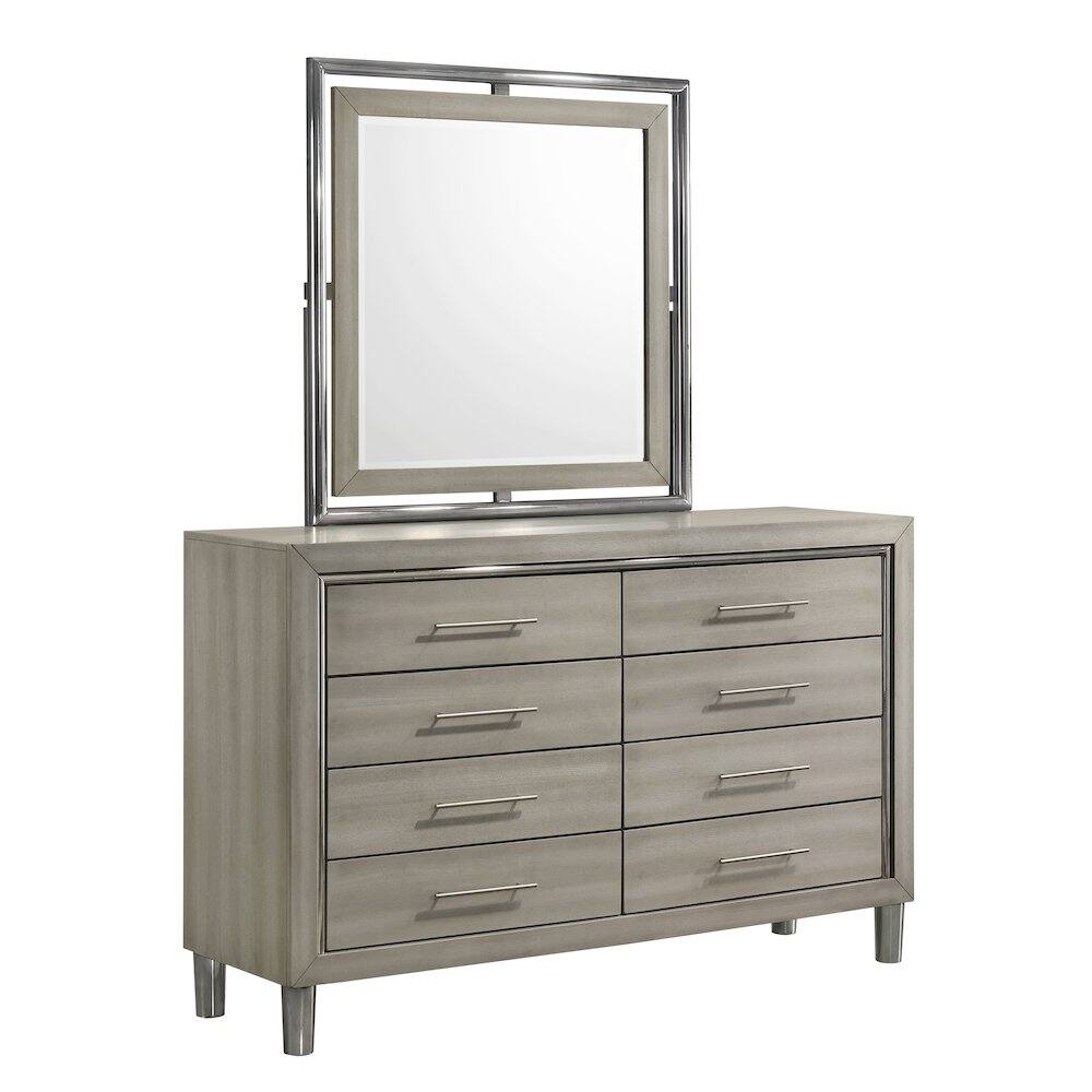 New Classic Furniture - Lennox Wood 8-Drawer Dresser with Mirror - Gray