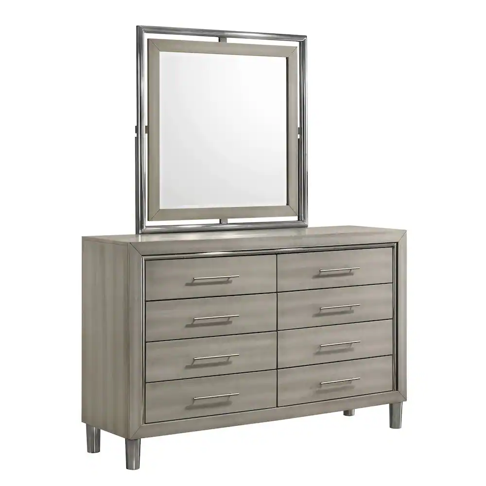 Front. New Classic Furniture - Lennox Wood 8-Drawer Dresser with Mirror in Gray - Gray.
