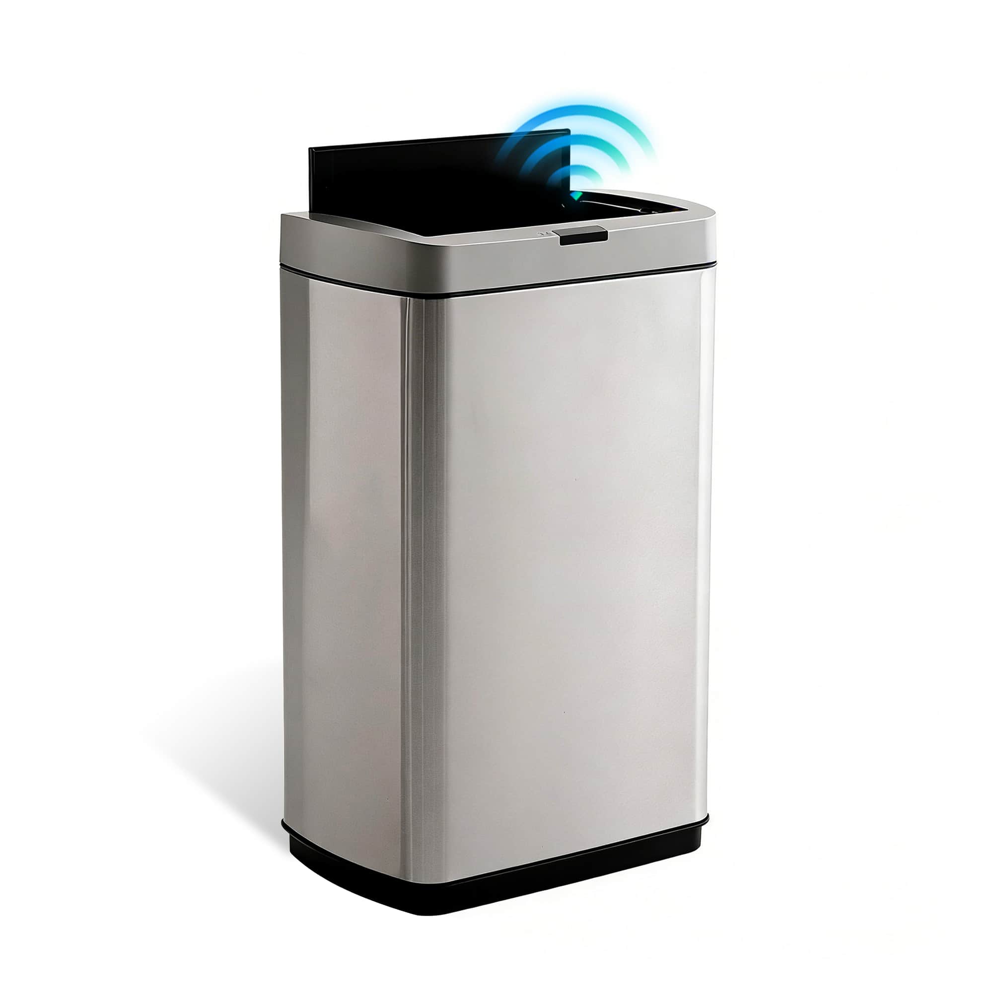 Innovaze - 13-Gallon Stainless Steel Motion Sensor Trash Can with Butterfly Lid for Kitchen - Silver