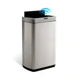 Innovaze - 13-Gallon Stainless Steel Motion Sensor Trash Can with Butterfly Lid for Kitchen - Silver
