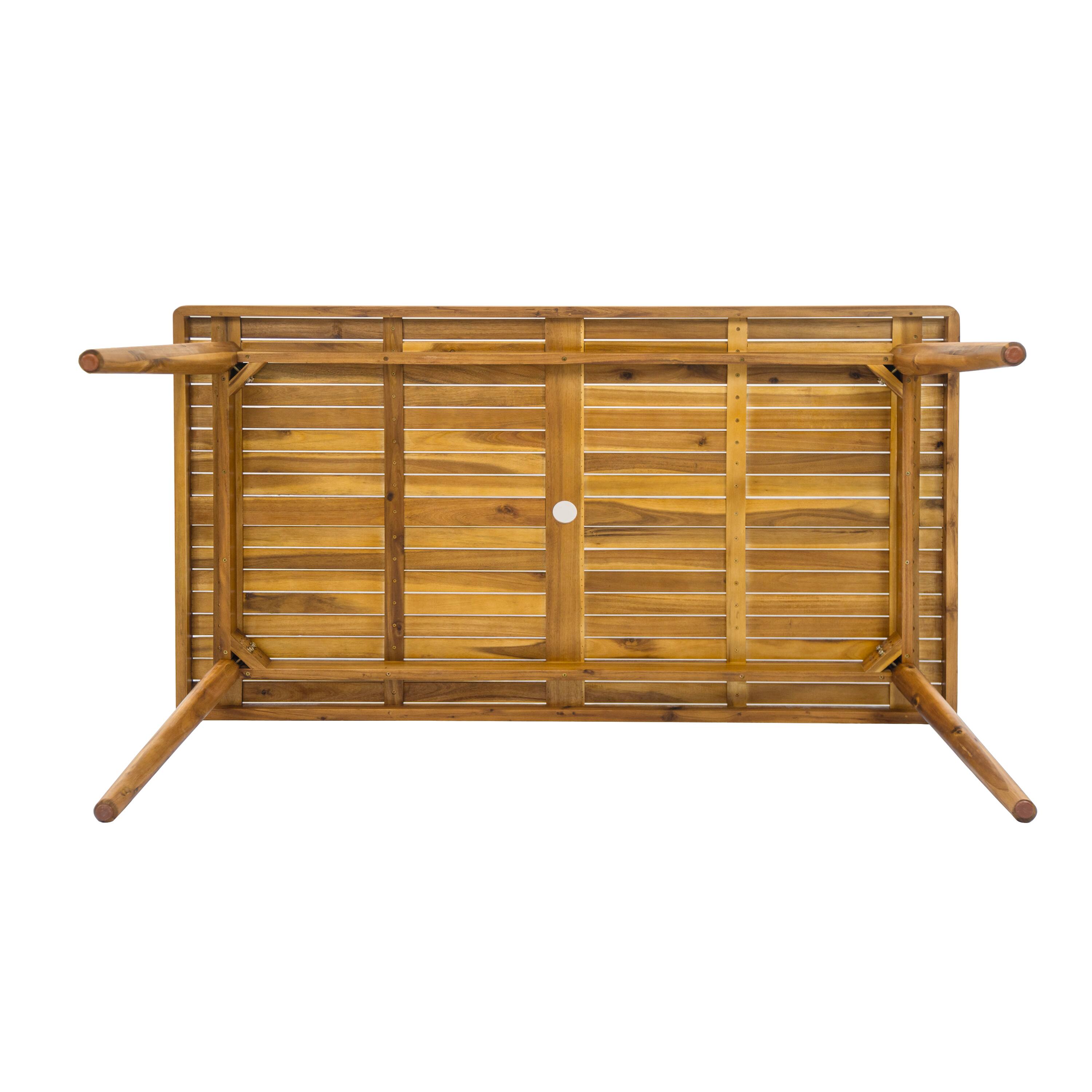 Alt View 2. Mondawe - 7 Pieces Outdoor Patio Dining Set,6 Acacia Wood Dining Chair and 1 Acacia Wood Dining Table - Teak+ Beige.