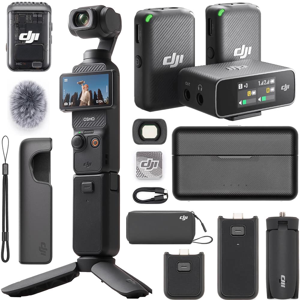 Osmo Pocket 3 Creator Combo, 4K 120fps with DJI Mic w/ Charging Case Bundle