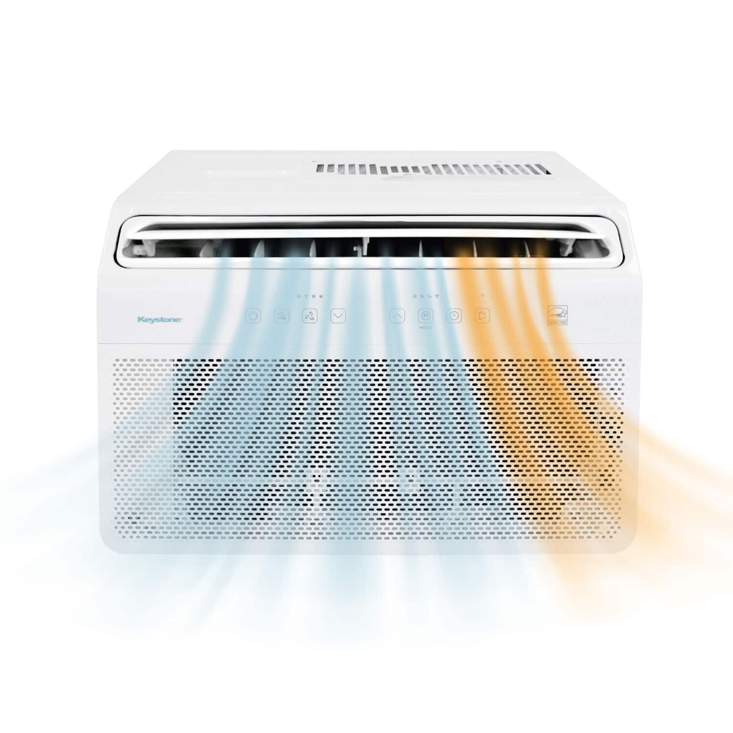 Keystone - 550 Sq. Ft 12,000 BTU Window Mounted Inverter Air Conditioner with 10,000 BTU Heater with Supplemental Heat - White