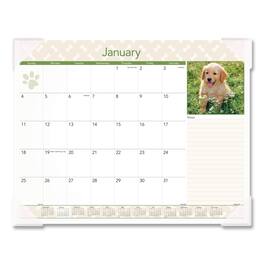 AT-A-GLANCE - Puppies Monthly Desk Pad Calendar Puppies Photography 22 x 17 White Sheets Clear Corners 12 Month Jan to Dec 2026