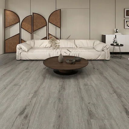 Front. Dotfloor - 48"x7.2" SPC Composite Flooring; 12 Planks/Box (28.68 sq. ft/Box); 5mm Thick with 1mm IXPE Backing; 12 mil Wear Layer - London Plane.