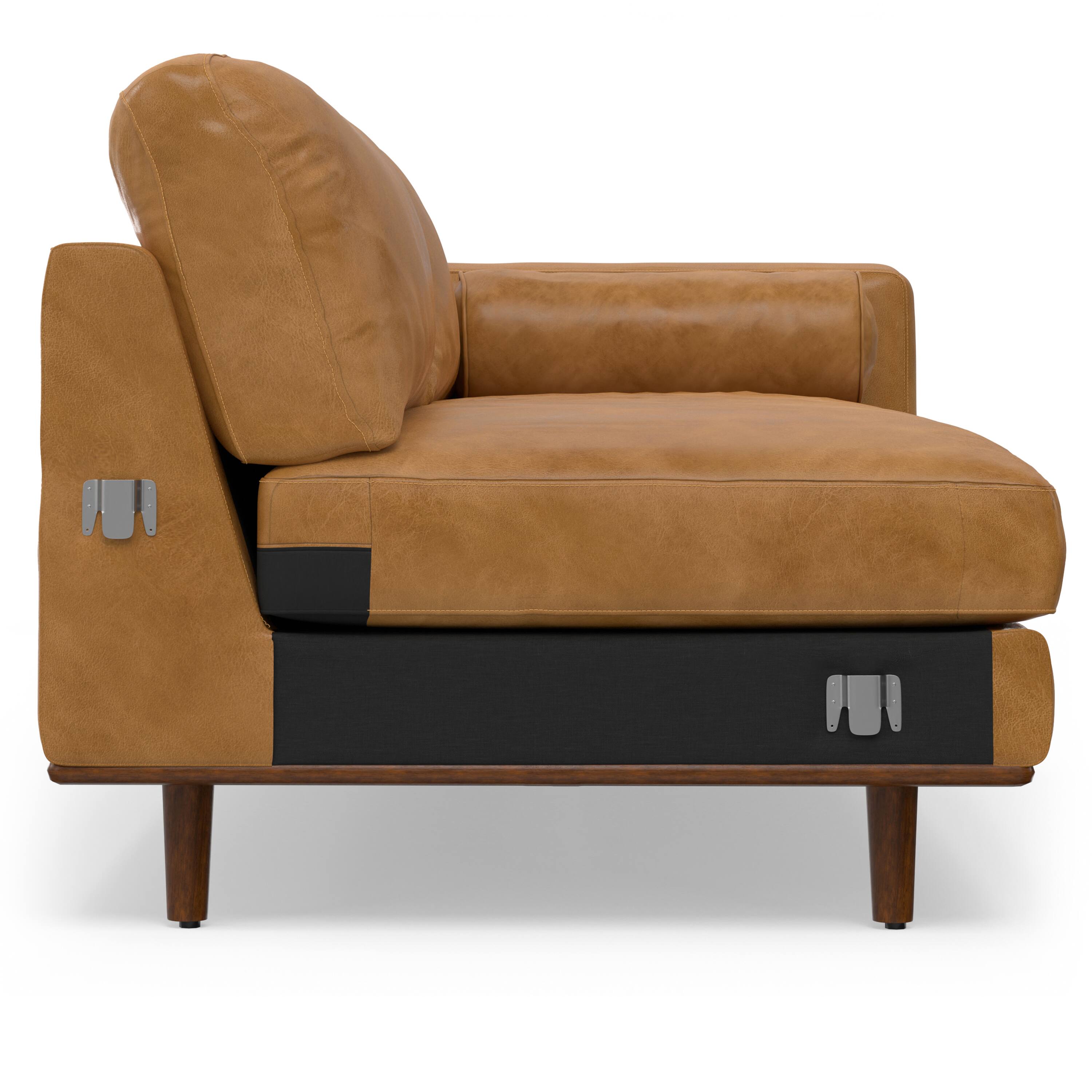 Alt View 7. Simpli Home - Morrison Mid Century Left Sectional 102 inch Wide Sofa Sectional in Sienna Genuine Leather - Sienna.