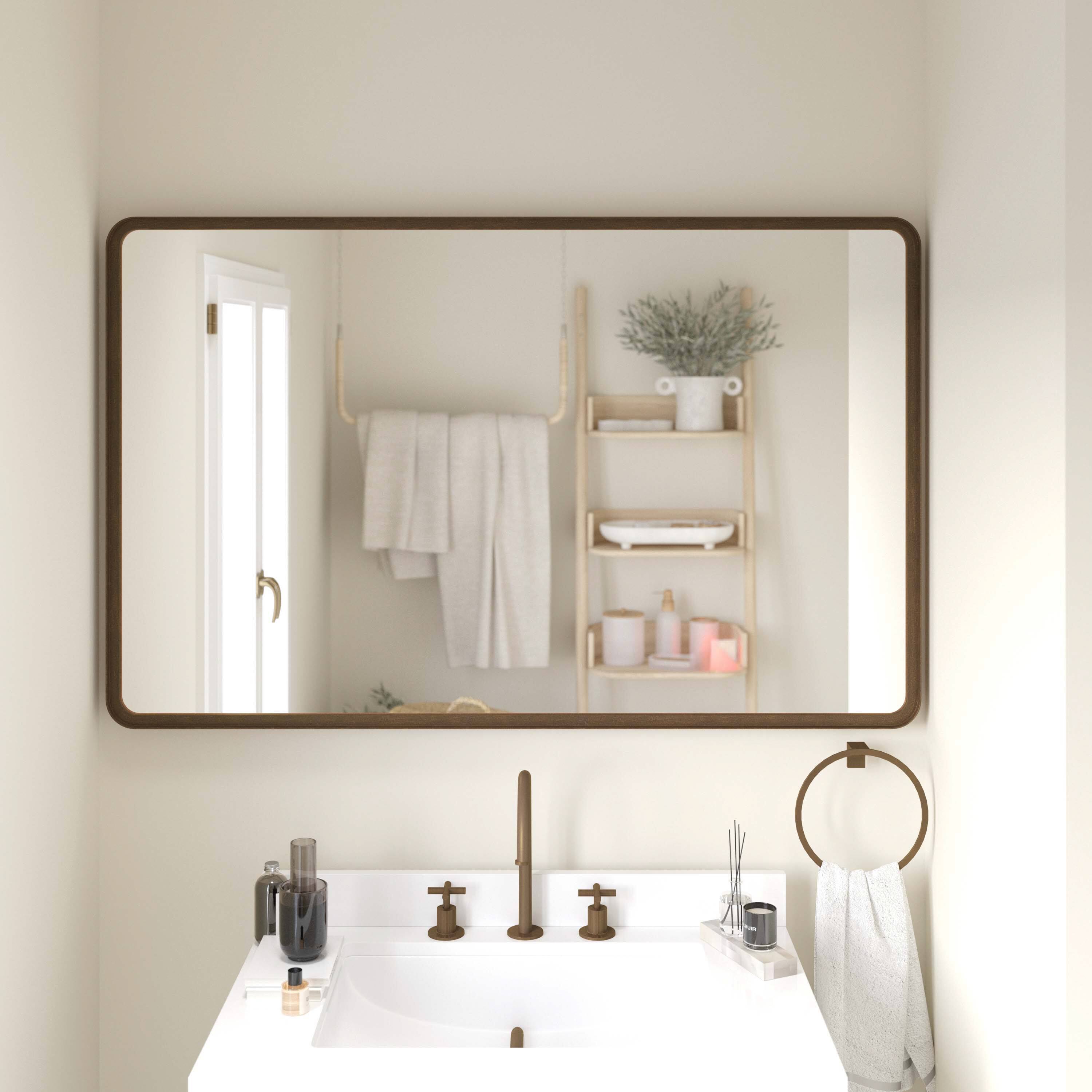 Alt View 3. Emma + Oliver - Afsin Wall Mirror with Silver Backed Glass for Clarity for Entryways, Bathrooms & More - Bronze.