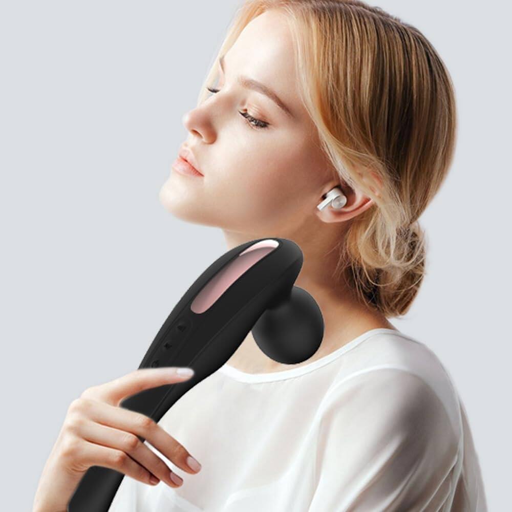 Angle. Schertz - Handheld Waterproof Back Massager, 20 Patterns & 8 Speeds, Black.