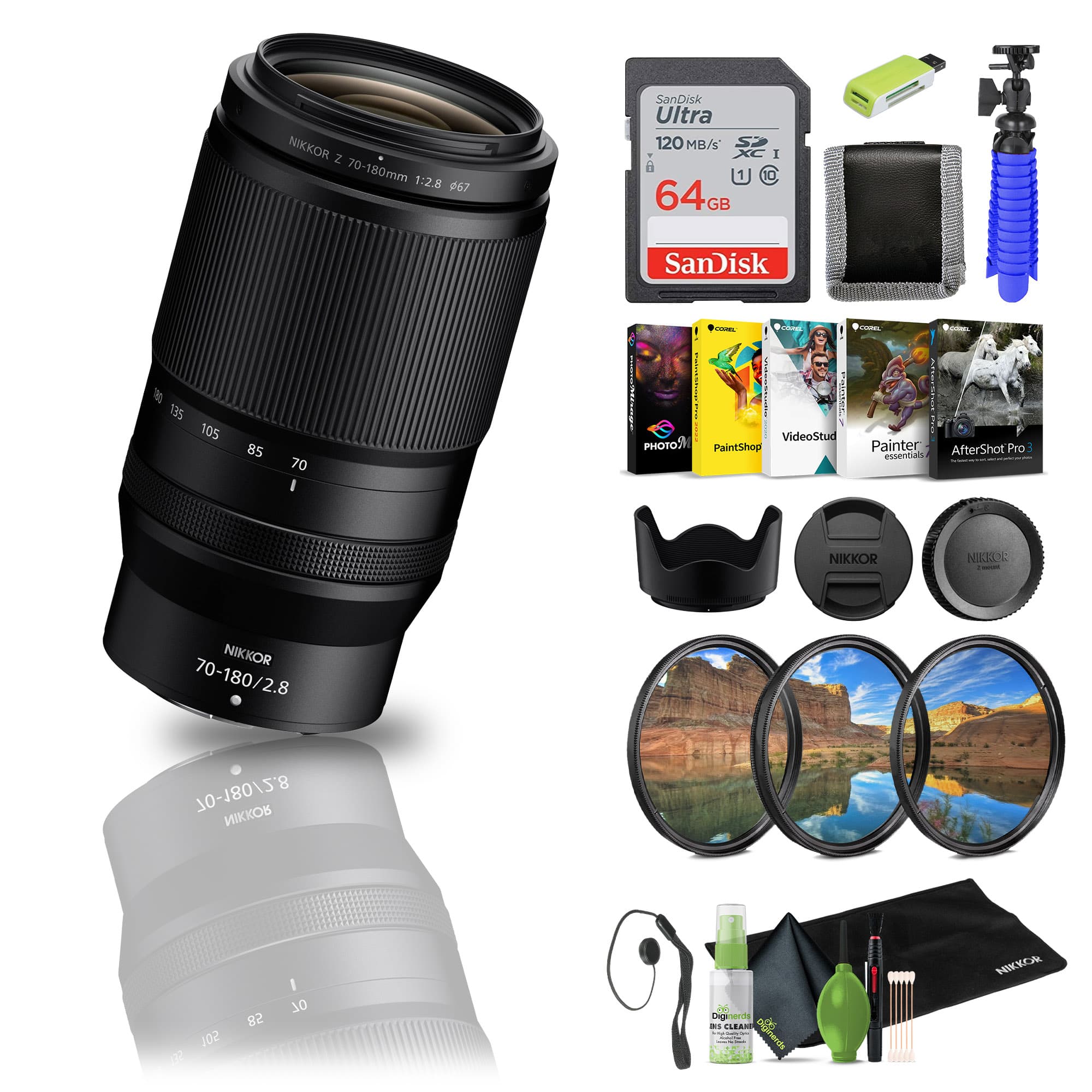 Nikon - NIKKOR Z 70-180mm f/2.8 Standard Zoom Lens for Z Mount Cameras (20120) - Bundle - Black