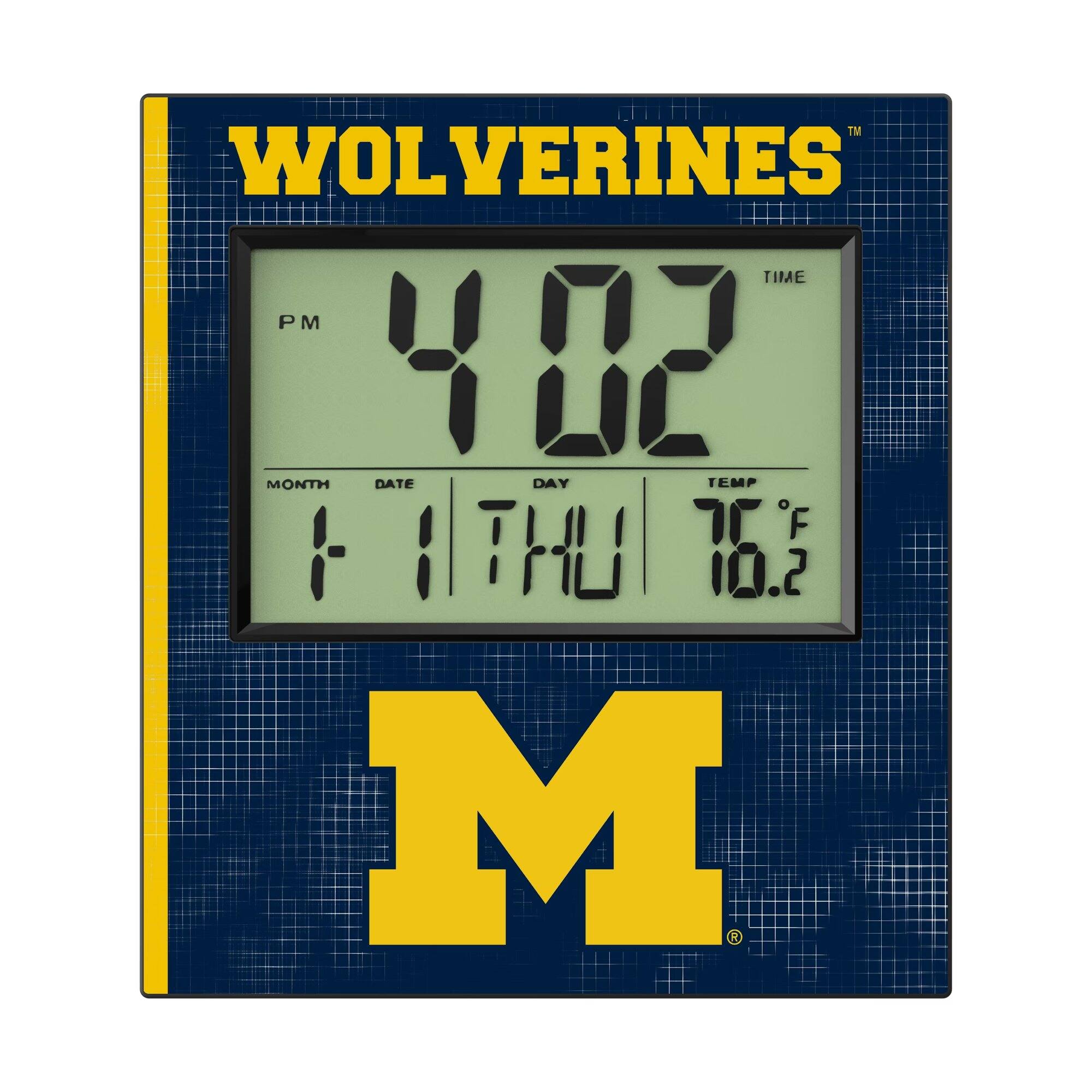 WOLVERINES

TM

PM 4:02

TIME

MONTH 1

DATE 1

DAY THU

TEMP 76.2°F