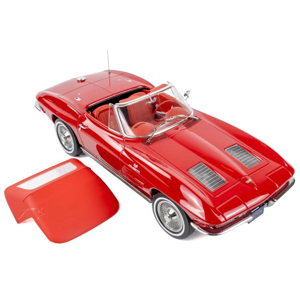 Left. Norev - 1963 Chevrolet Corvette Stingray Convertible Riverside Red 1/18 Diecast Model Car by Norev - Red.