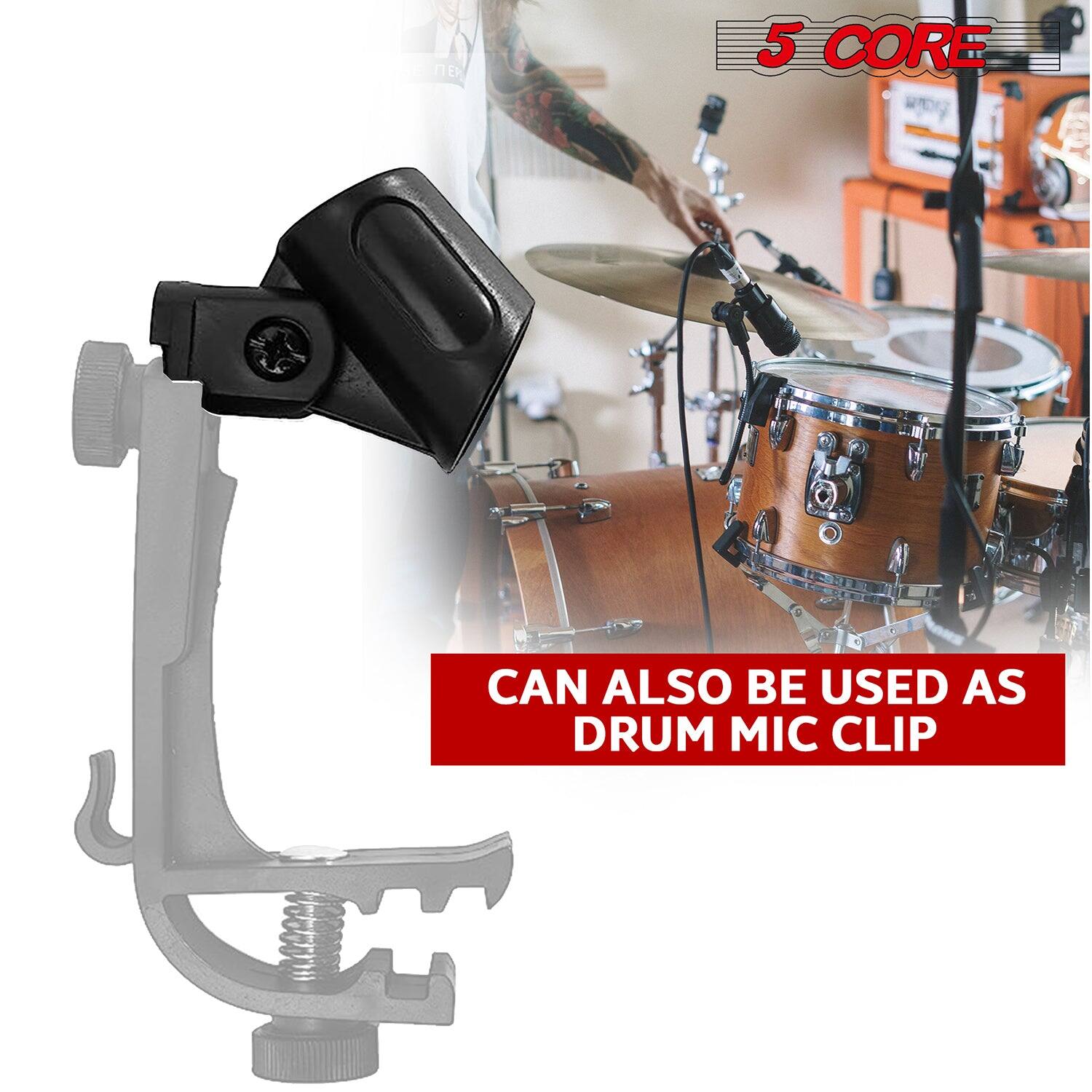 The text in the image can be grouped and corrected as follows:

"5 CORE CAN ALSO BE USED AS DRUM MIC CLIP"
