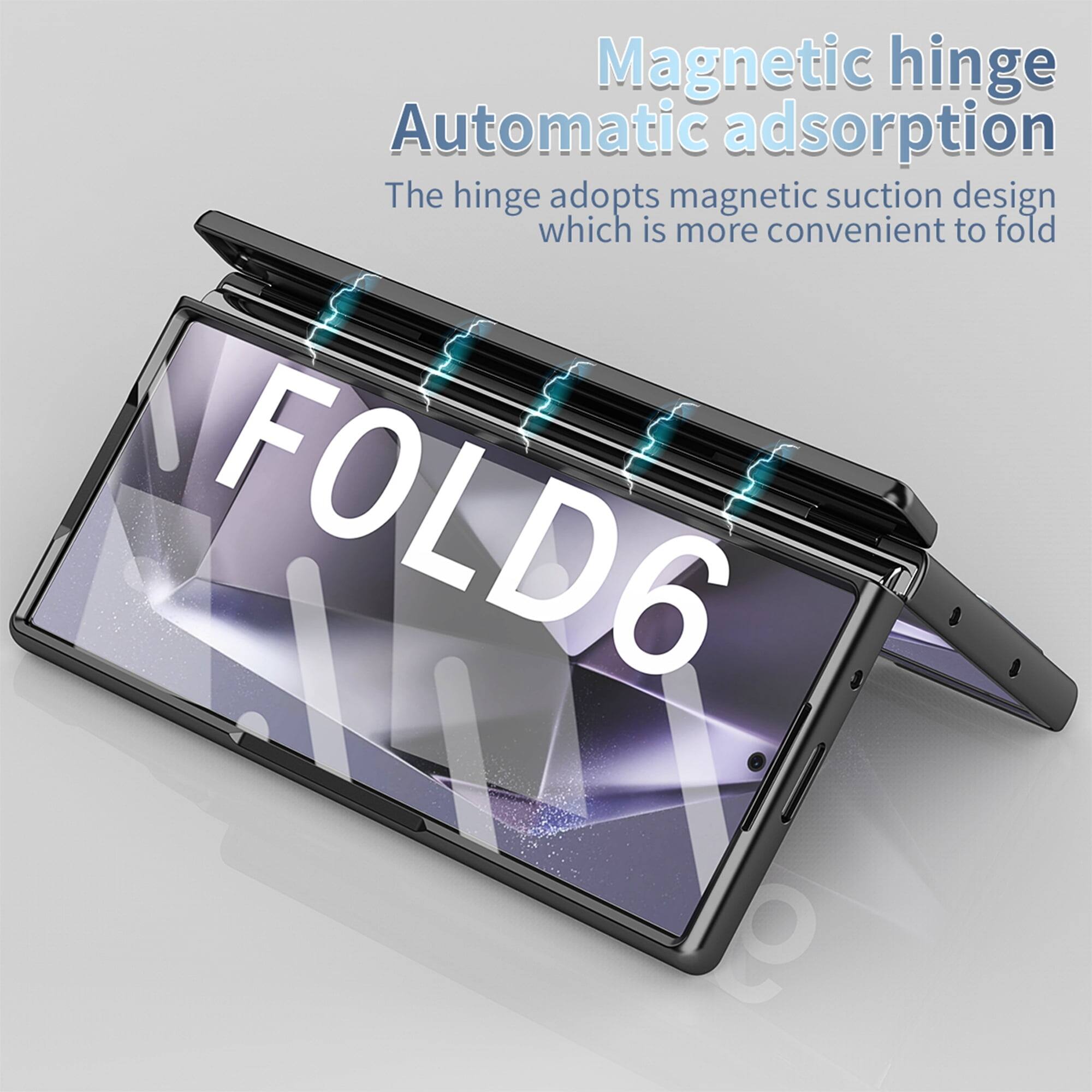 Magnetic hinge  
Automatic adsorption  
The hinge adopts magnetic suction design which is more convenient to fold  

FOLD6