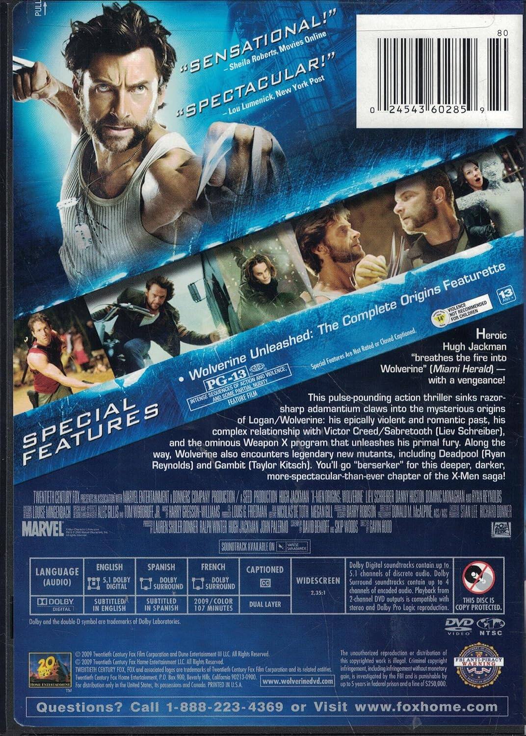 Alt View 1. X-Men Origins: Wolverine   - DVD.