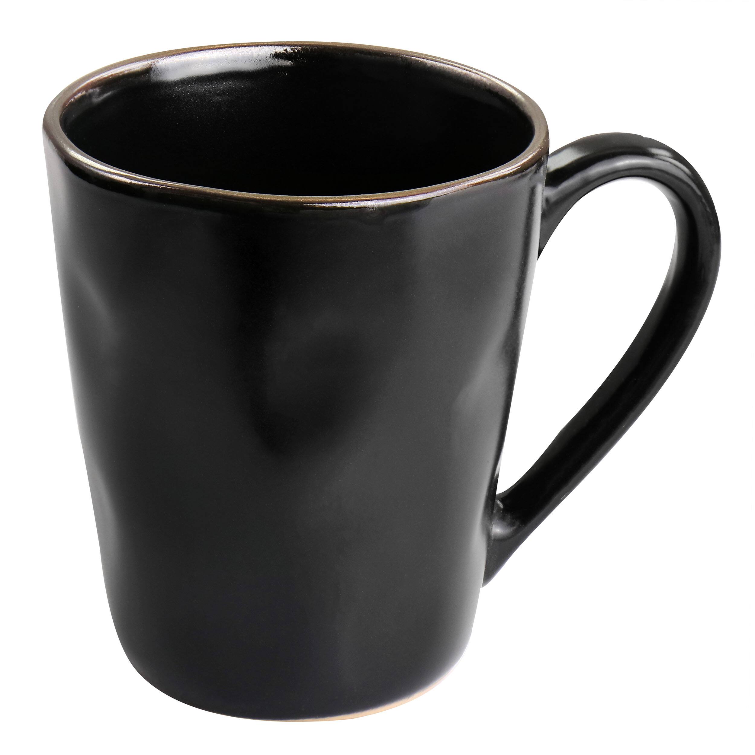 Alt View 5. Elama - Elama Modern 16 Piece Stoneware Dinnerware Set in Matte Black with Gold Rim - Black.