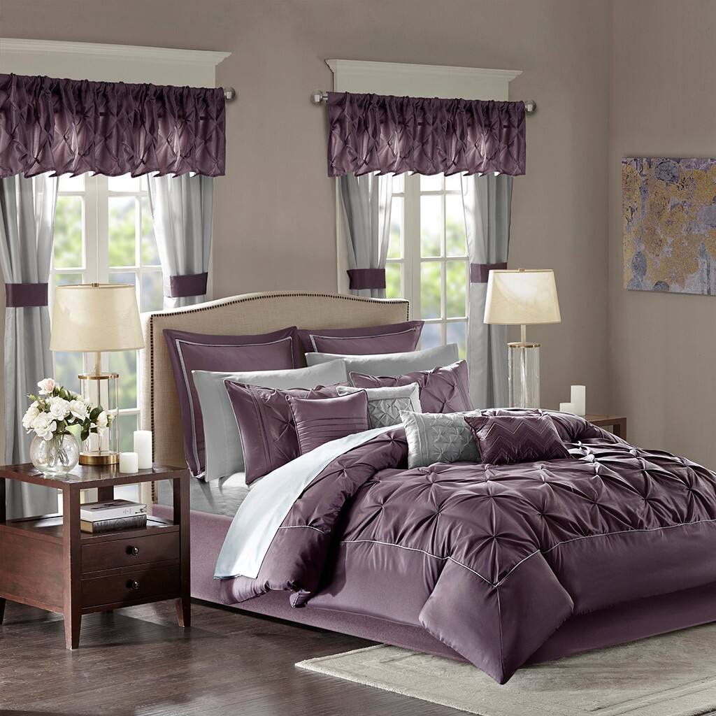 Alt View 4. Gracie Mills - Gracie Mills Steele 24-Piece Faux silk Polyoni Tufted Room in a Bag - Plum.