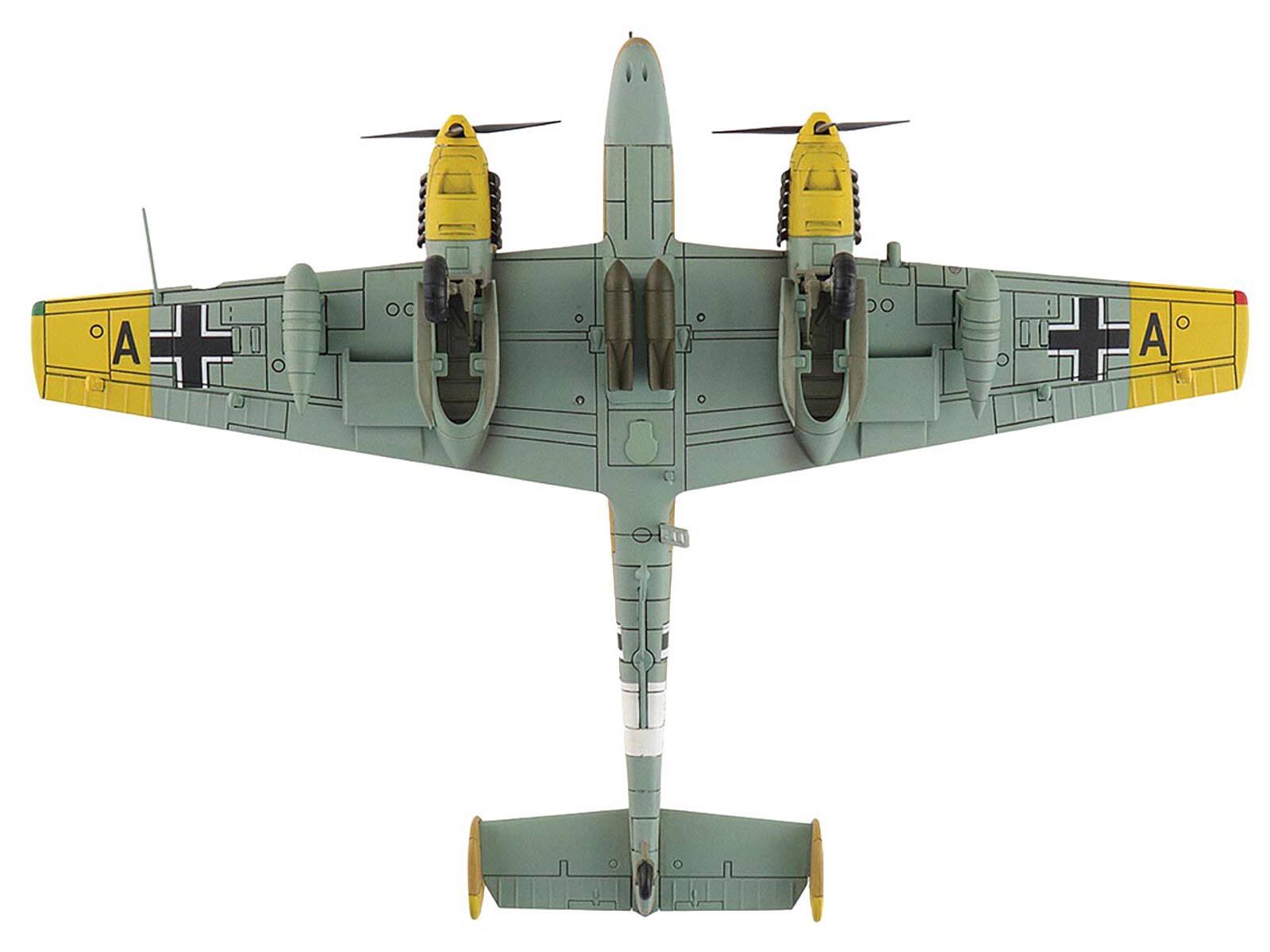 Alt View 3. Hobby Master - Messerschmitt BF 110E-2 Trop Fighter Aircraft "3U+AR, 7./ZG26, Italy" (1941) German Luftwaffe 1/72 Model by Hobby Master.