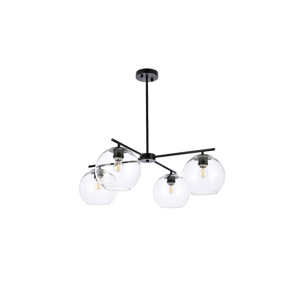 Alt View 1. Living District - Opus 4 lights black pendant - Black And Clear.