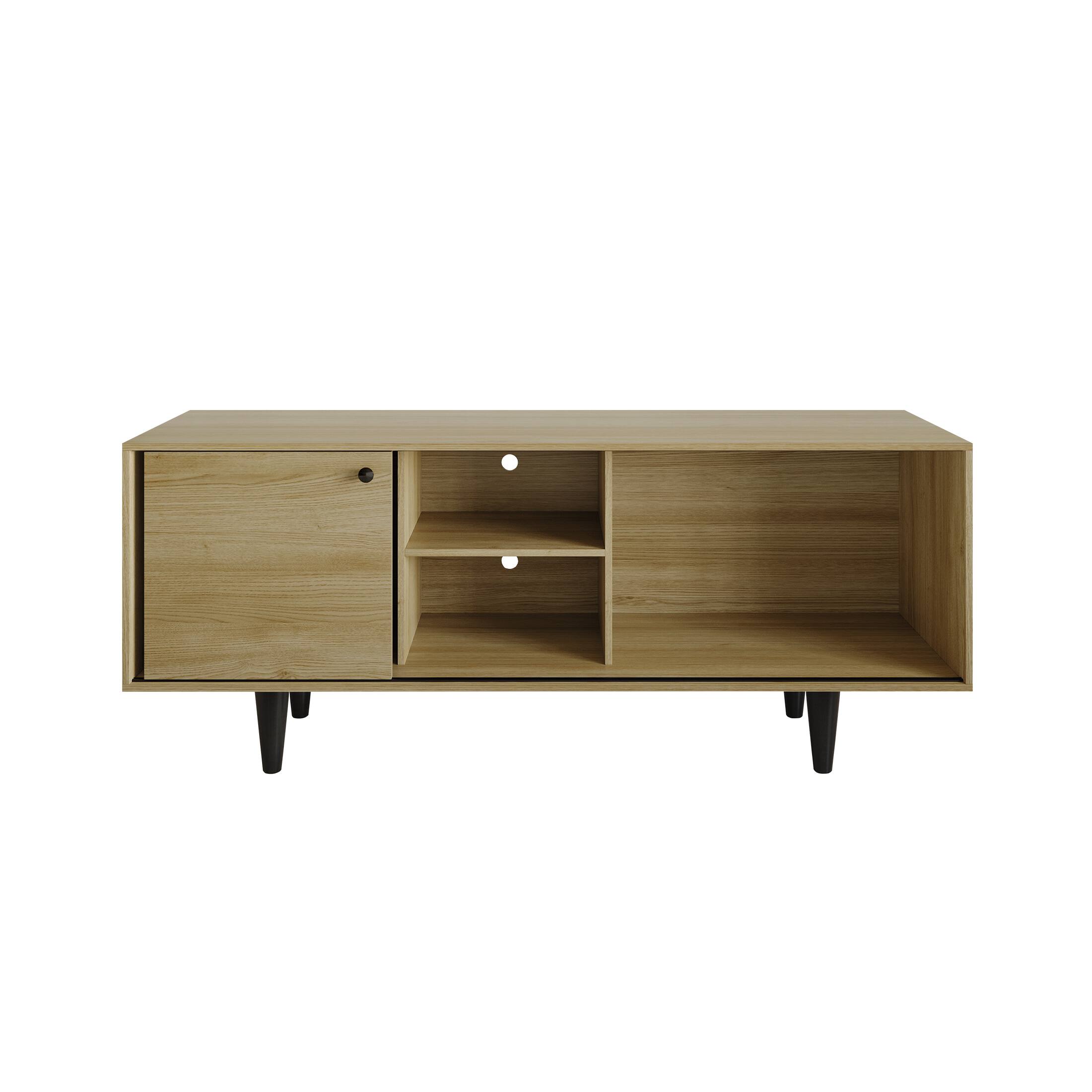 Alt View 3. ChaletPosh - Contemporary TV Stand Console with Sliding Door and Ample Storage, Sanremo Light Oak - Light Oak.