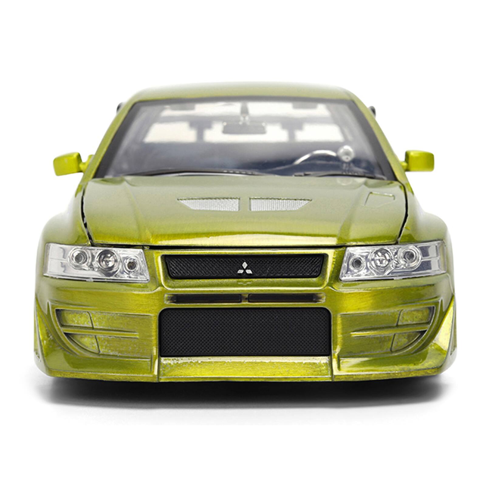 Alt View 5. Jada - Brian's Mitsubishi Lancer Evolution VII Green Color Brush Finish "25 Years of Fast & Furious" 1/24 Diecast Model by Jada.