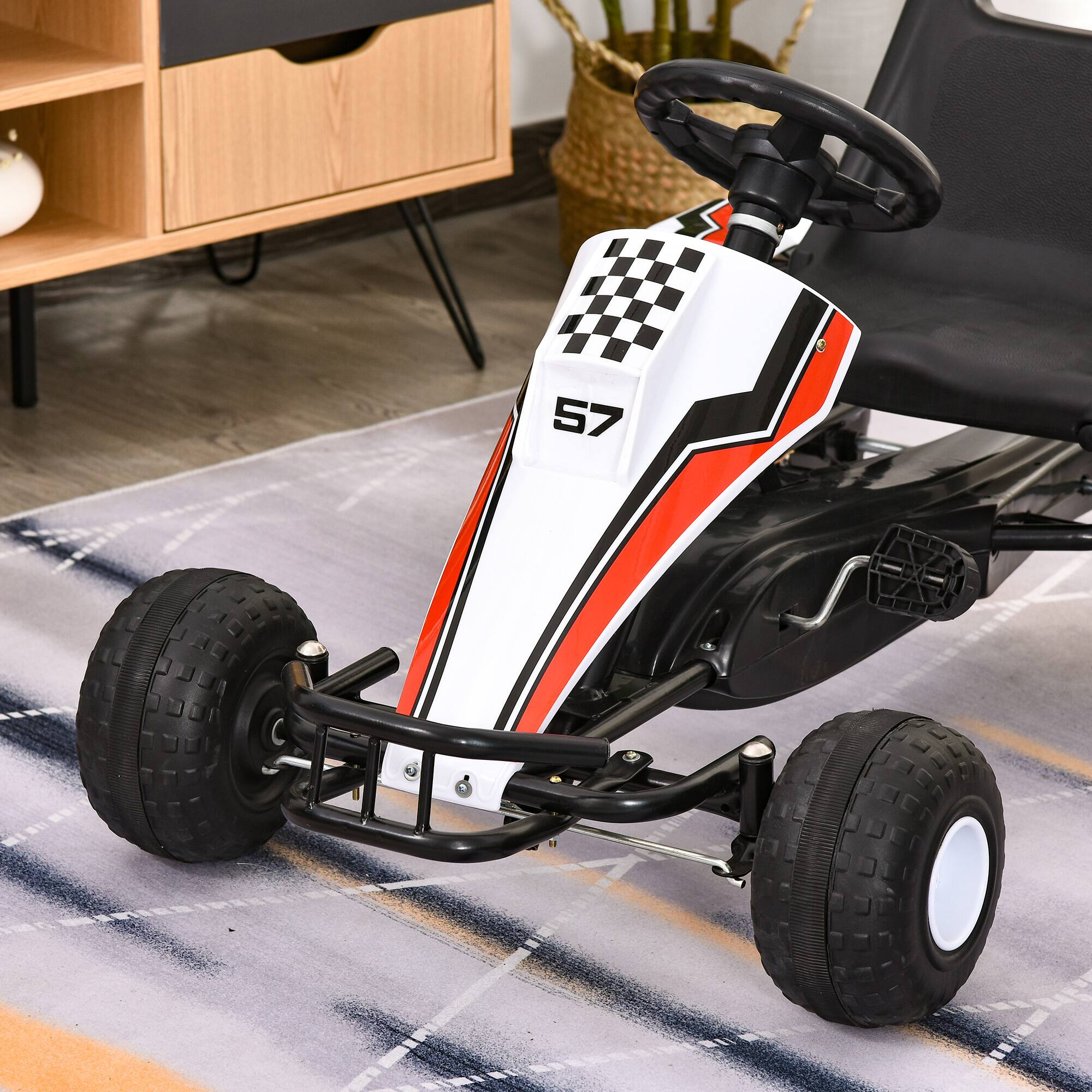 Alt View 8. Aosom - Pedal Go Kart Children Ride on Car Racing Style with Adjustable Seat, Plastic Wheels - White.