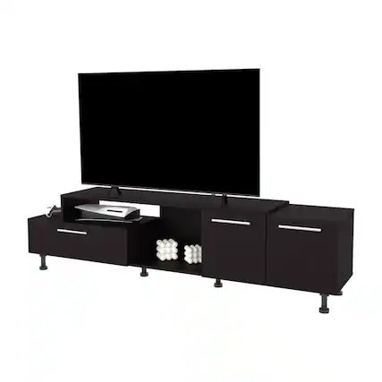 Front. Spaco - Spaco Entertainment Center for 50-60 Inch TVs, TV Stand with Drop Down Door, Adjustable Legs,Open Storage and 2 Cabinets - Wenge.