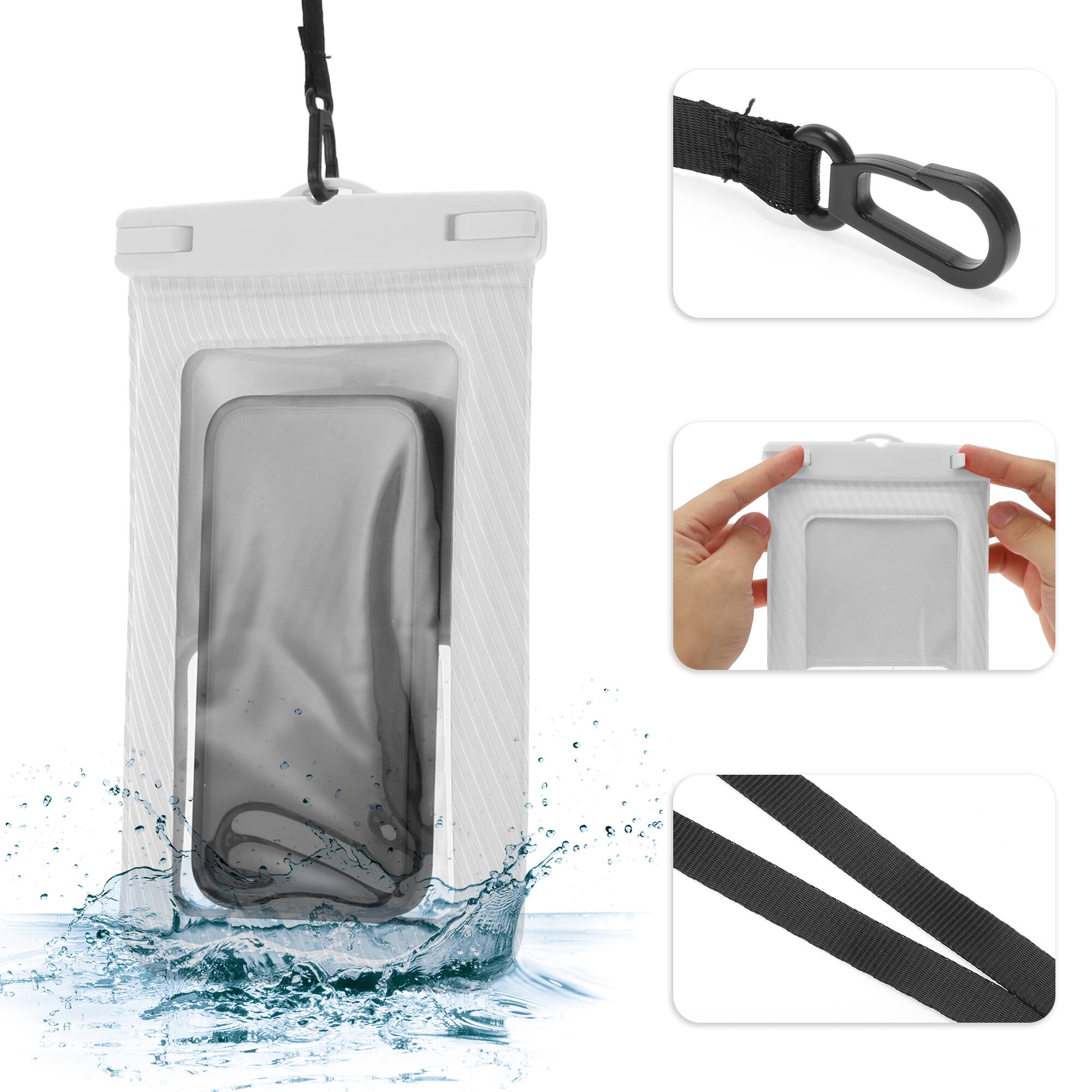 Alt View 2. Unique Bargains - 2pcs Full Stripe Mobile Waterproof Bag Universal Waterproof Case Compatible for Phone 5.51"x9.06" - Gray.
