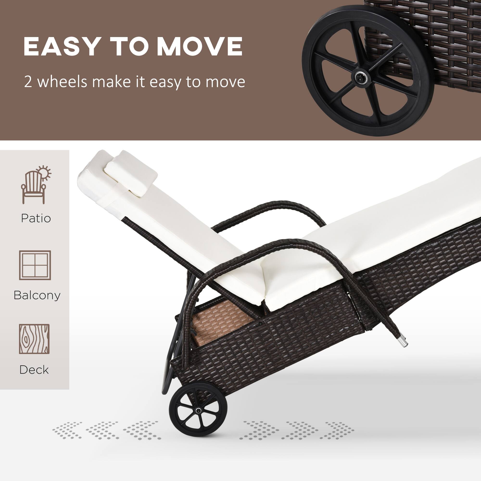 EASY TO MOVE 2 wheels make it easy to move

Patio
Balcony
Deck