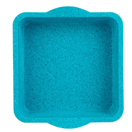 Front. Trudeau - Structure Silicone 8" x 8" Square Cake Pan, Tropical Granite - Blue.